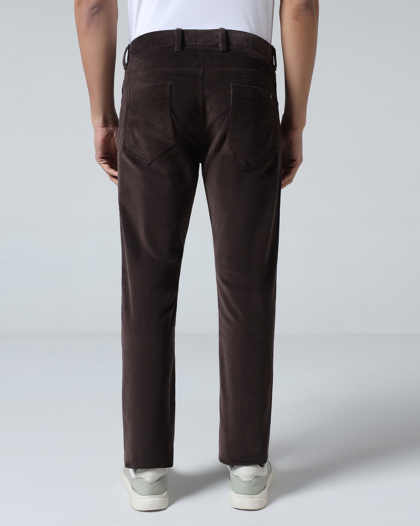 Brown Corduroy Solid Khakis - Magne