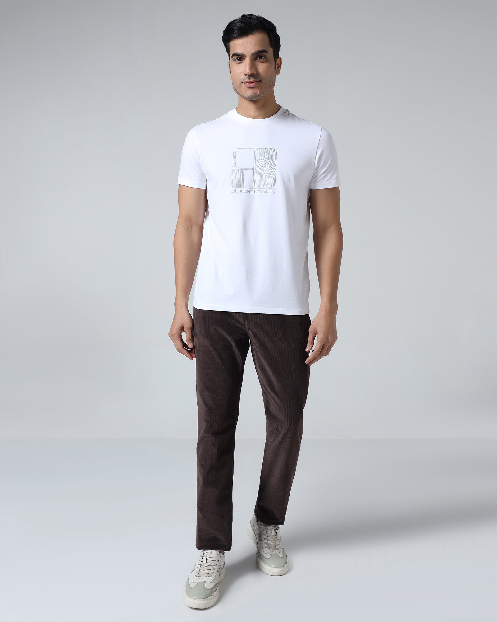 Brown Corduroy Solid Khakis - Magne