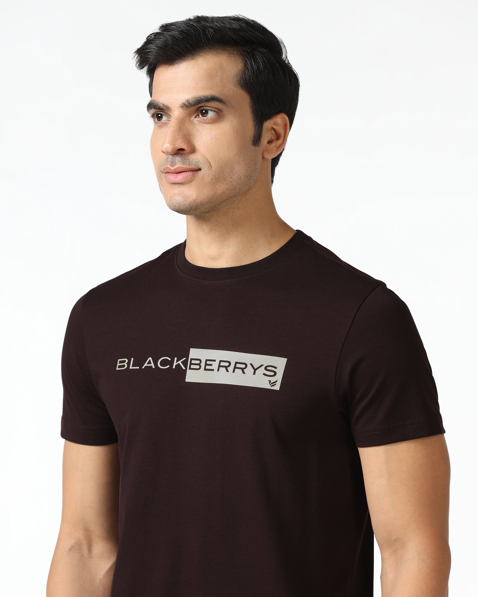 Brown Crew Neck Solid T-Shirt - Ram
