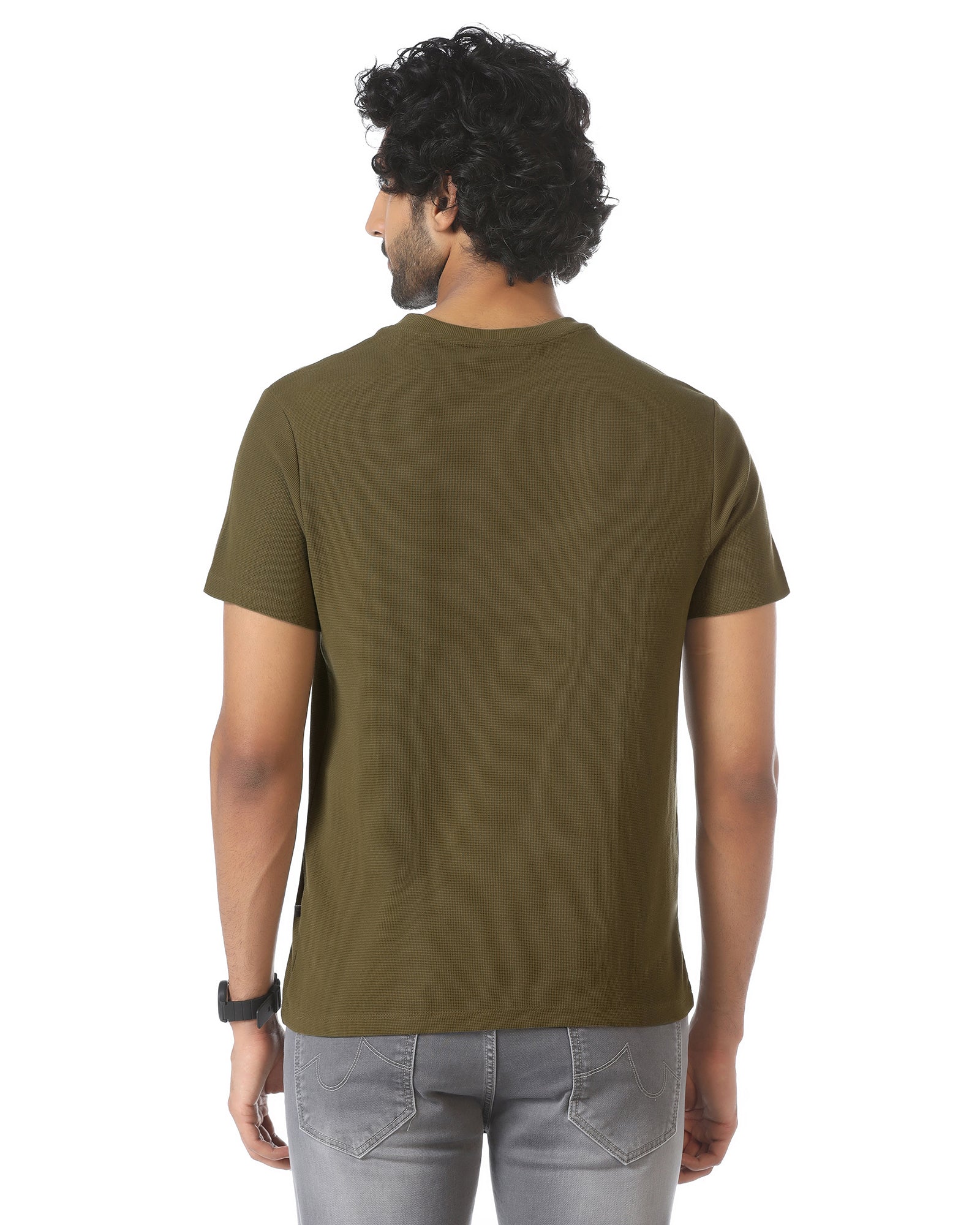Brown Henley Collar Textured T-Shirt - Hann