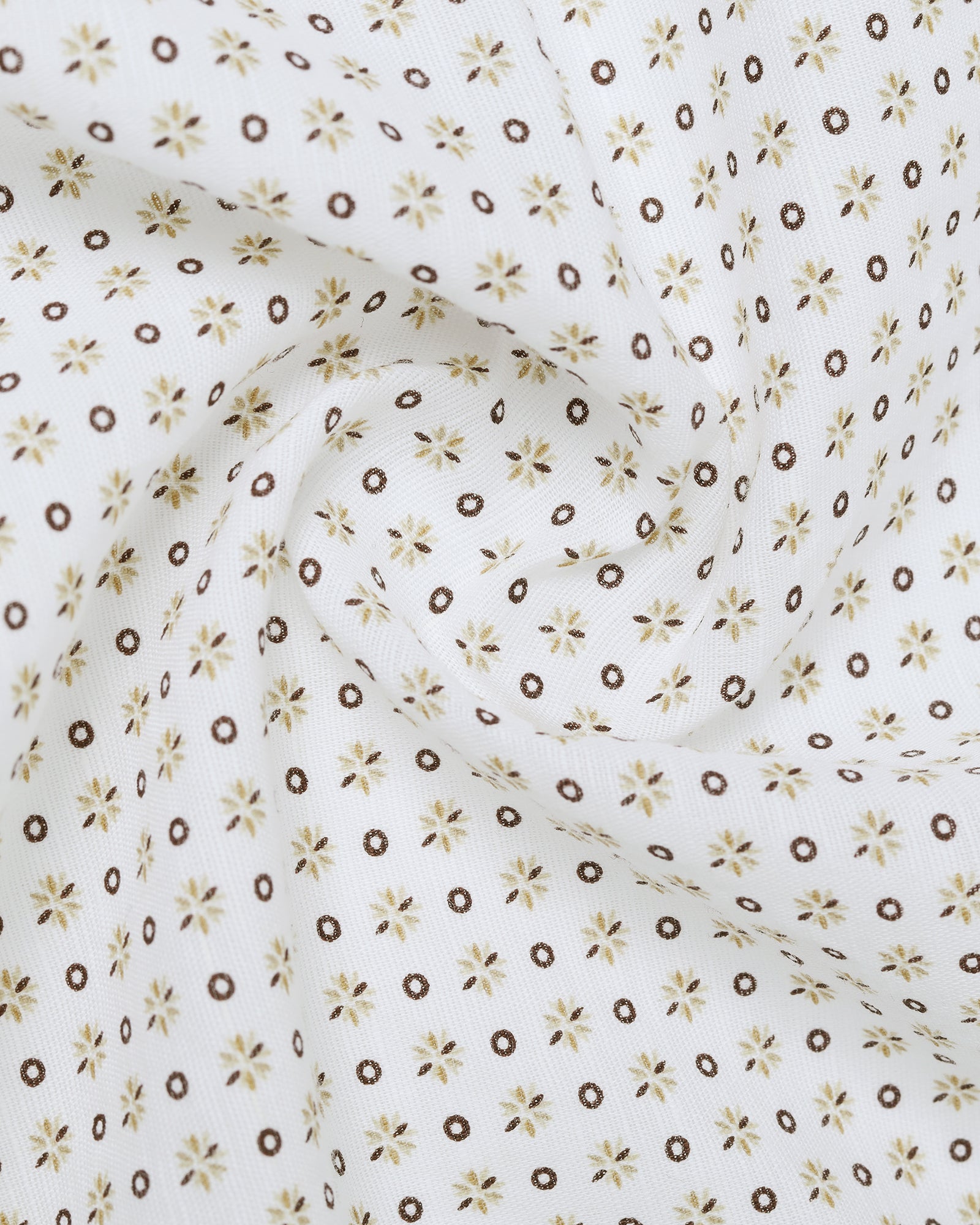 Brown Half Sleeve Linen Printed Shirt - Rogel