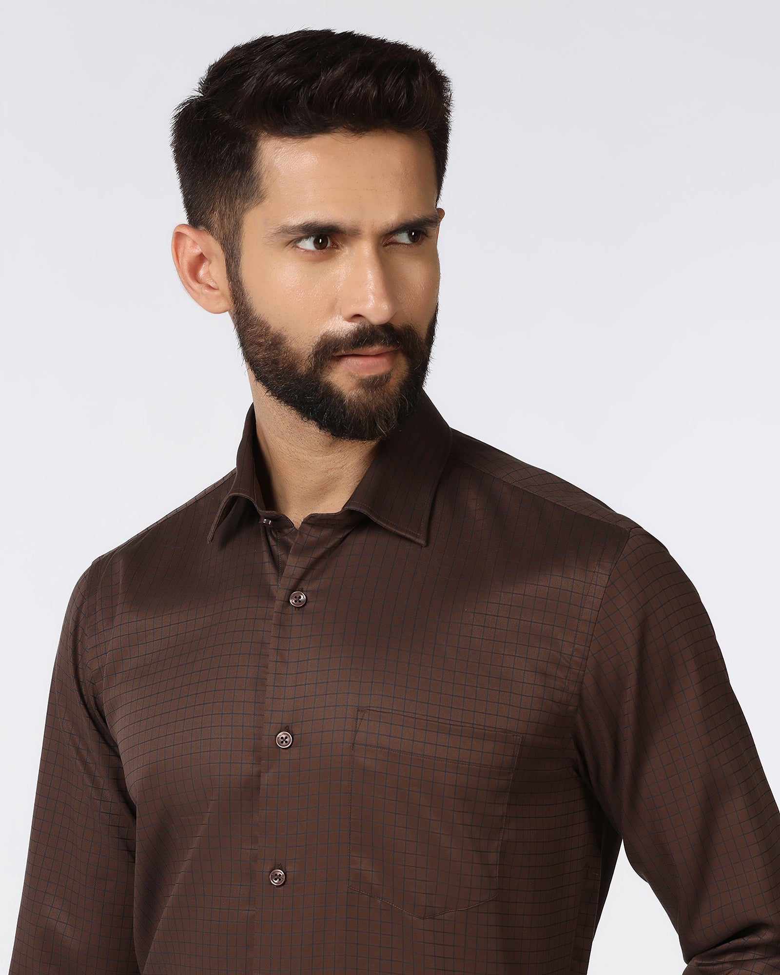 Brown Non Iron Check Shirt - Radial