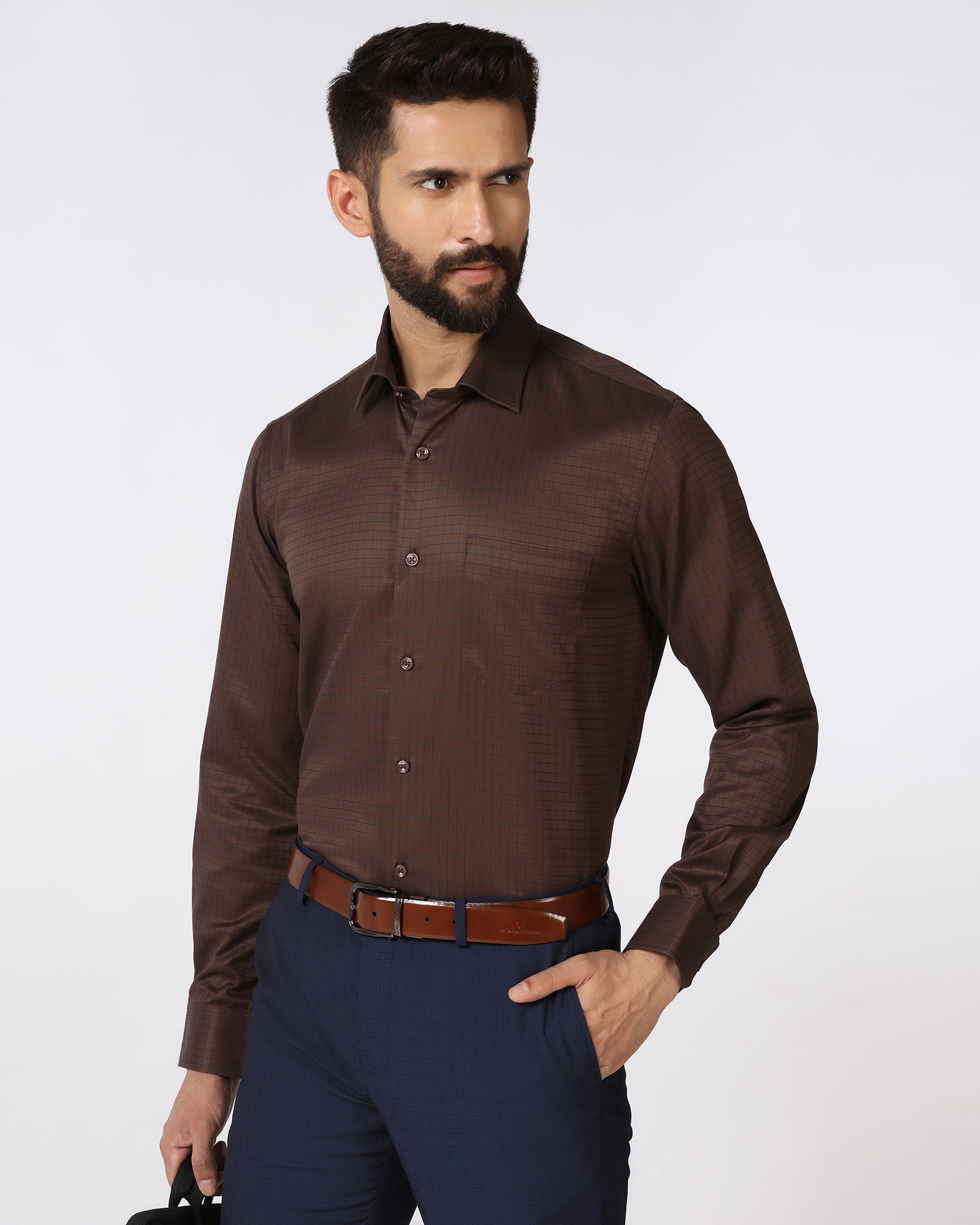 Brown Non Iron Check Shirt - Radial