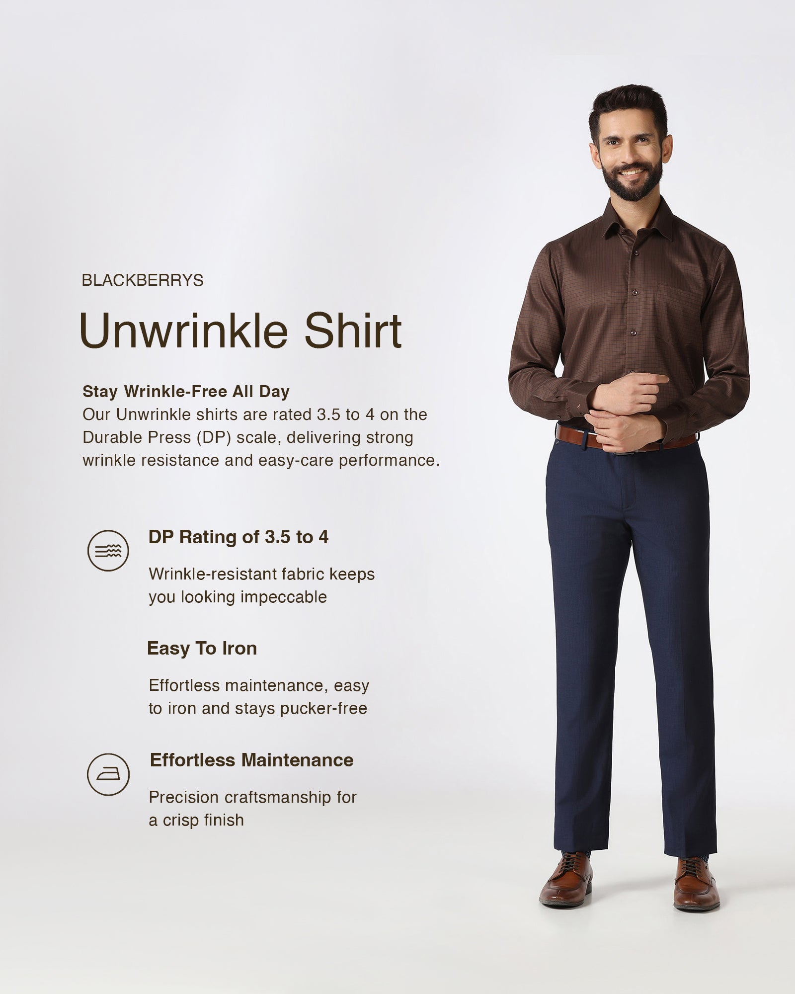 Brown Non Iron Check Shirt - Radial