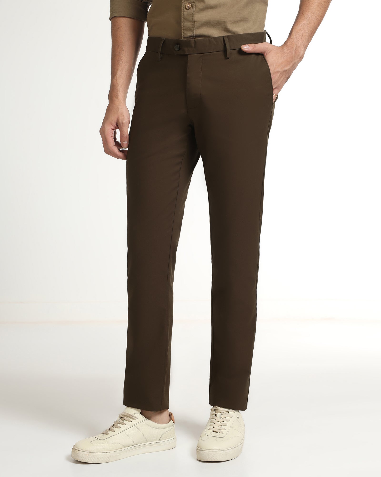Brown Non Iron Solid Khakis - Tigris