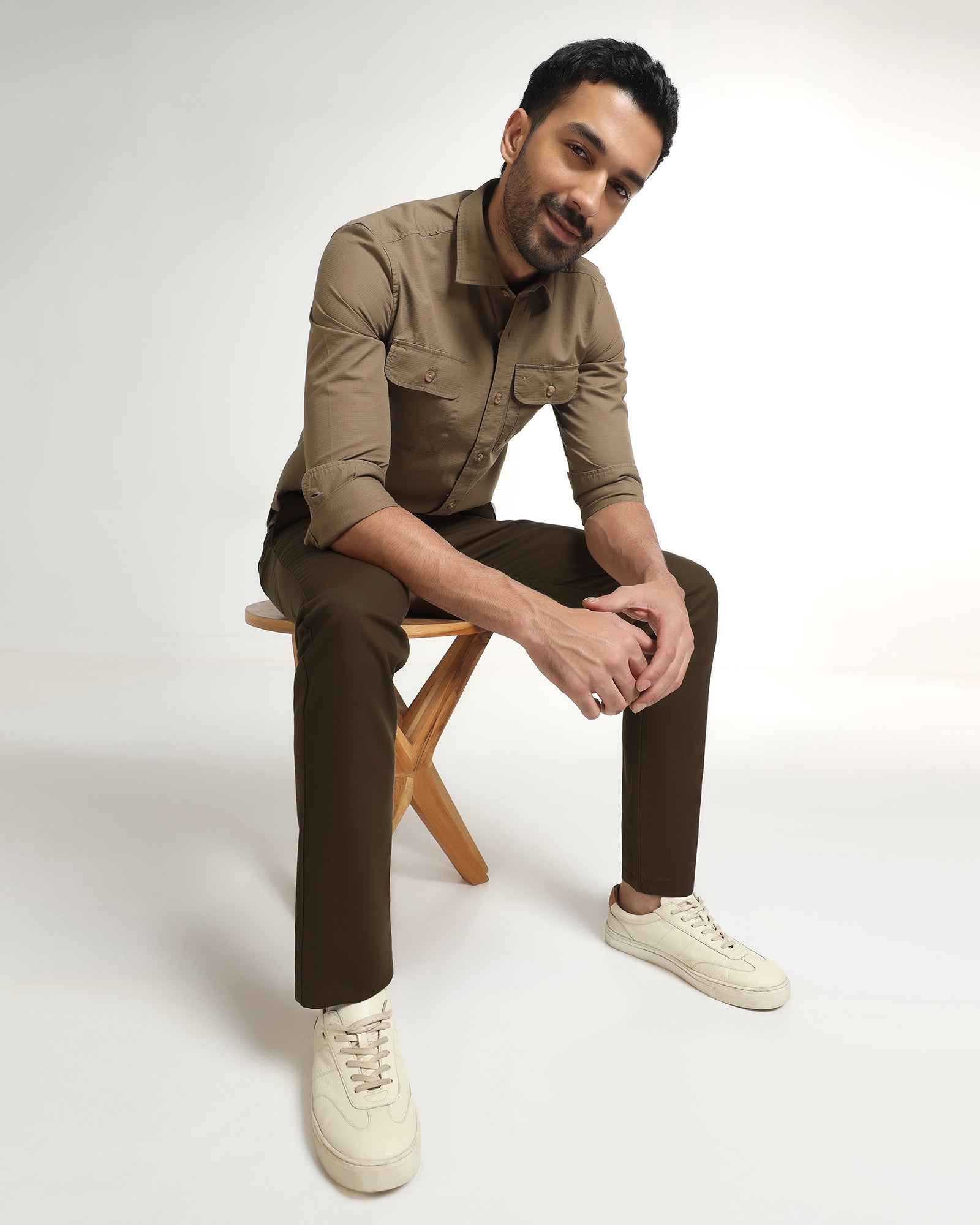 Brown Non Iron Solid Khakis - Tigris