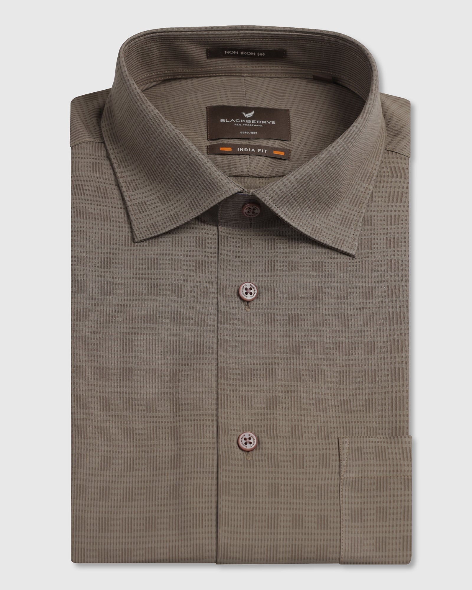 Brown Non Iron Textured Shirt - Reform