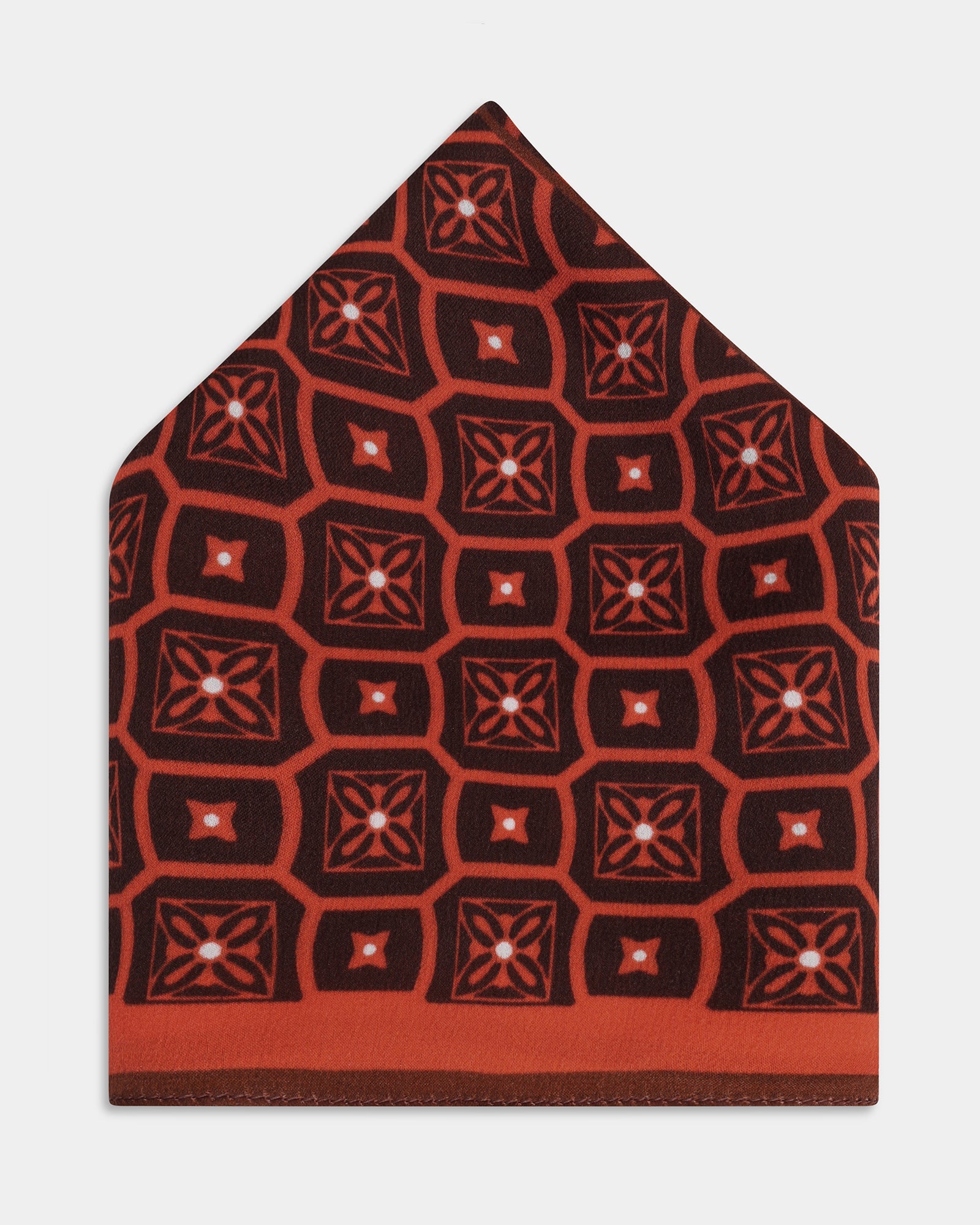 Brown Printed 100% Silk Pocket Square - Avant