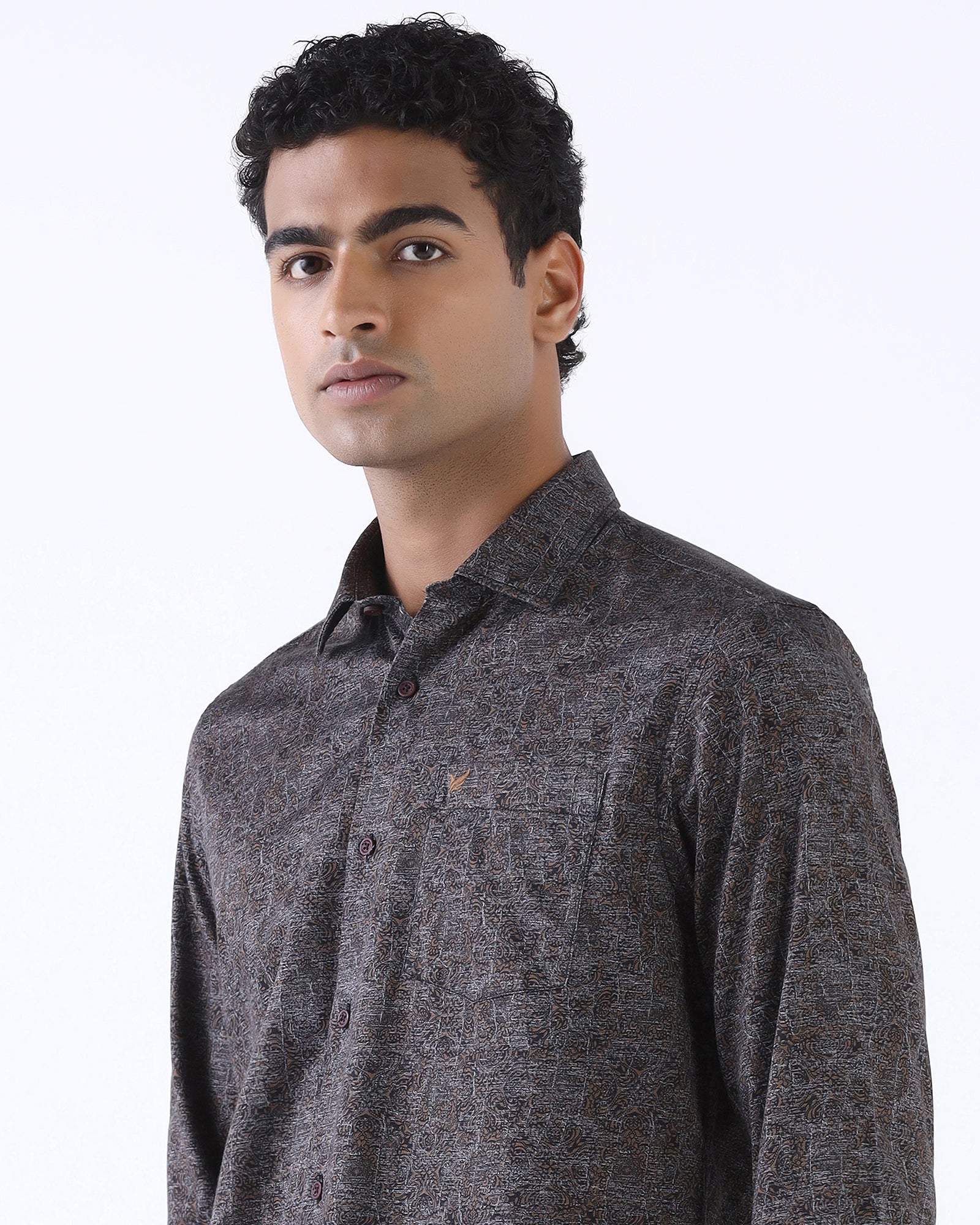 Brown Printed Shirt - Rehux