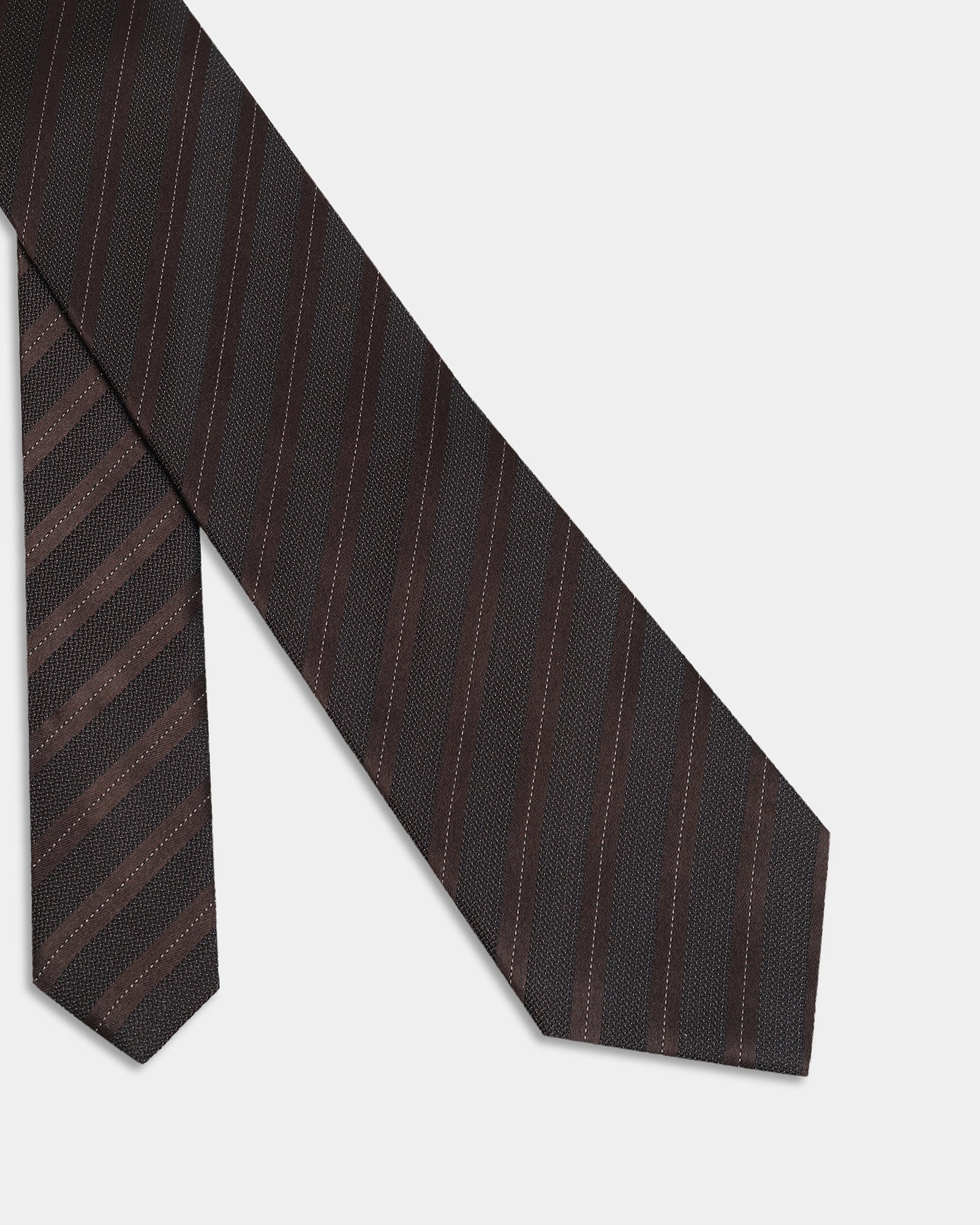 Brown Silk Jacquard Tie - Aras