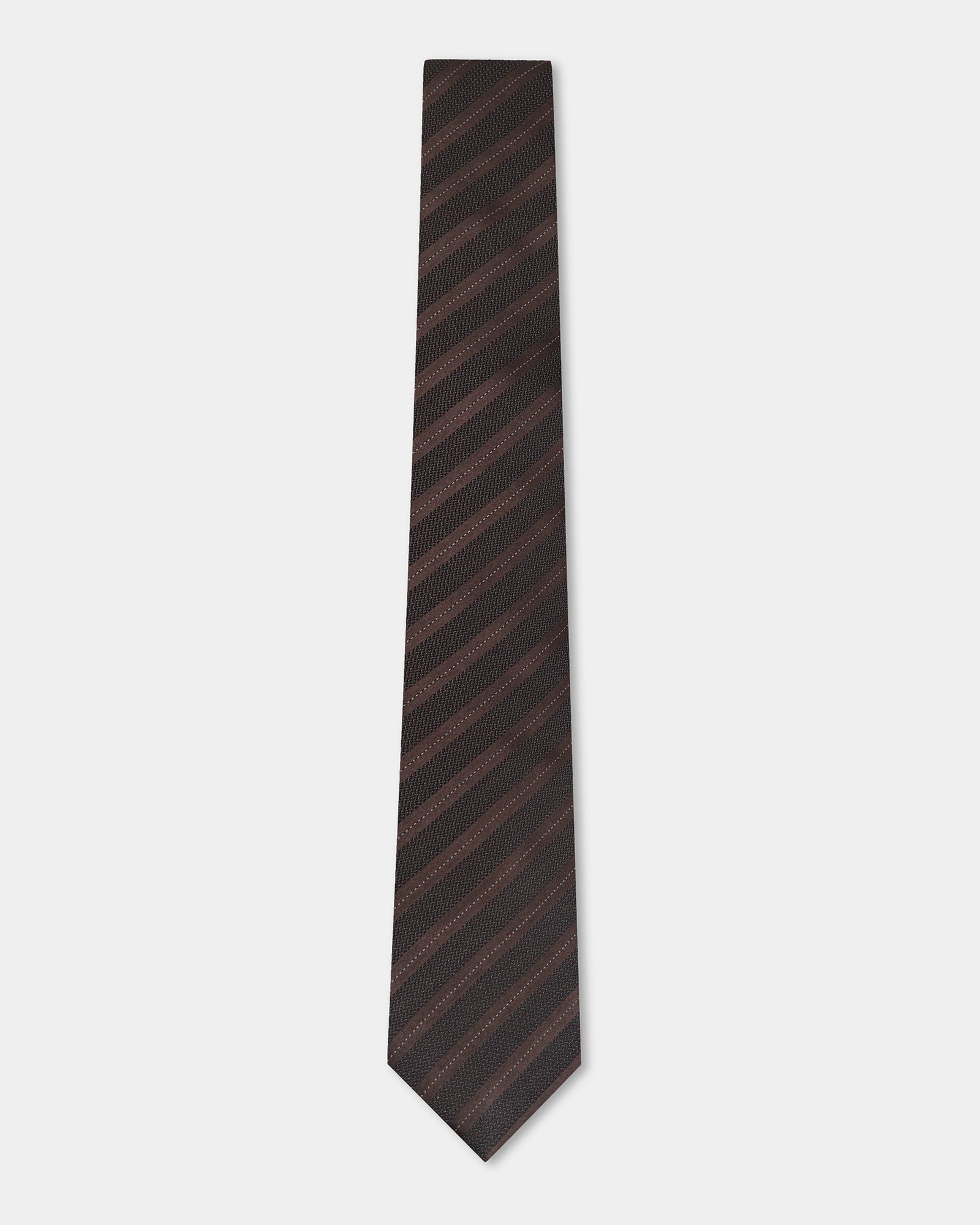 Brown Silk Jacquard Tie - Aras