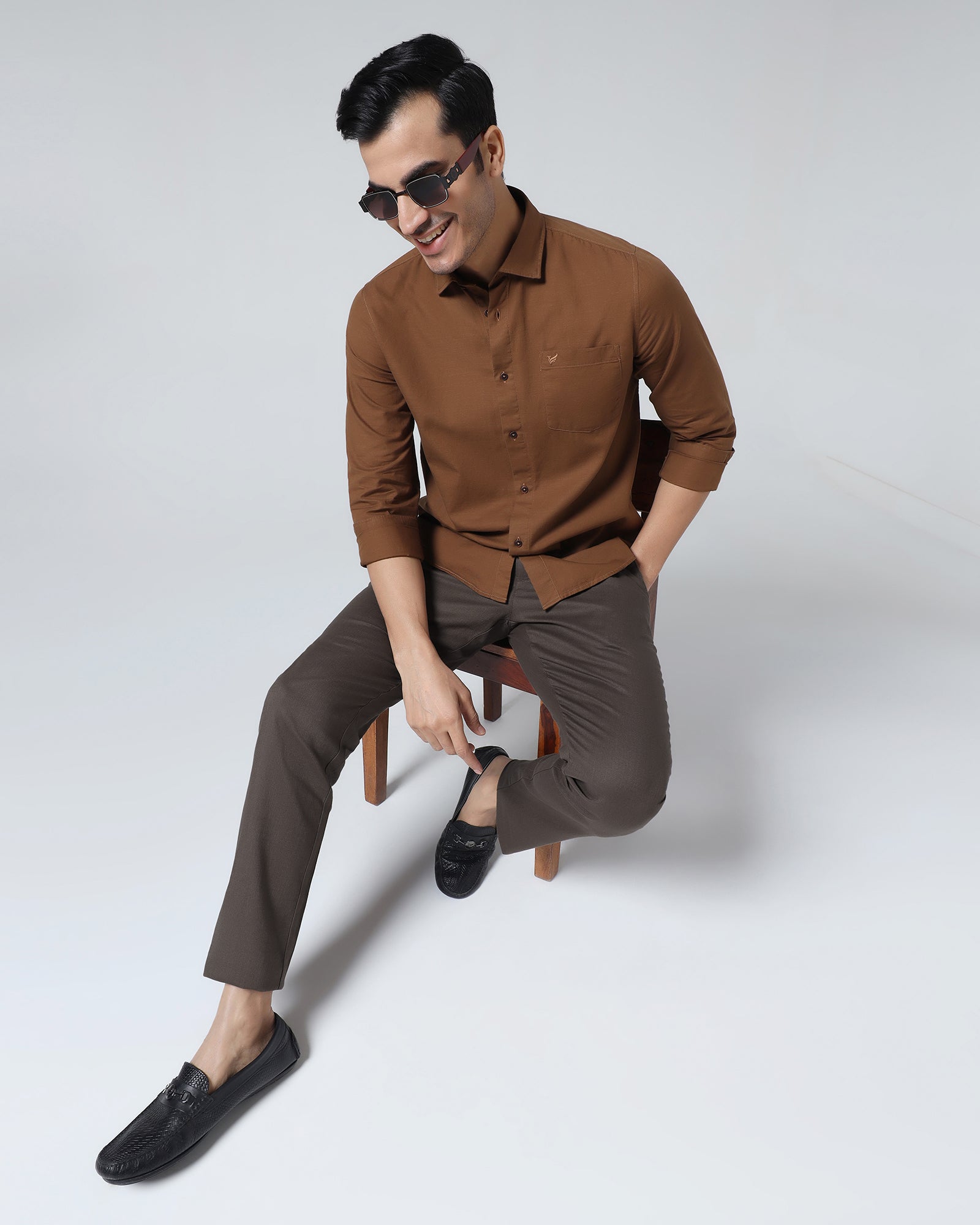 Brown Solid Khakis - Marley