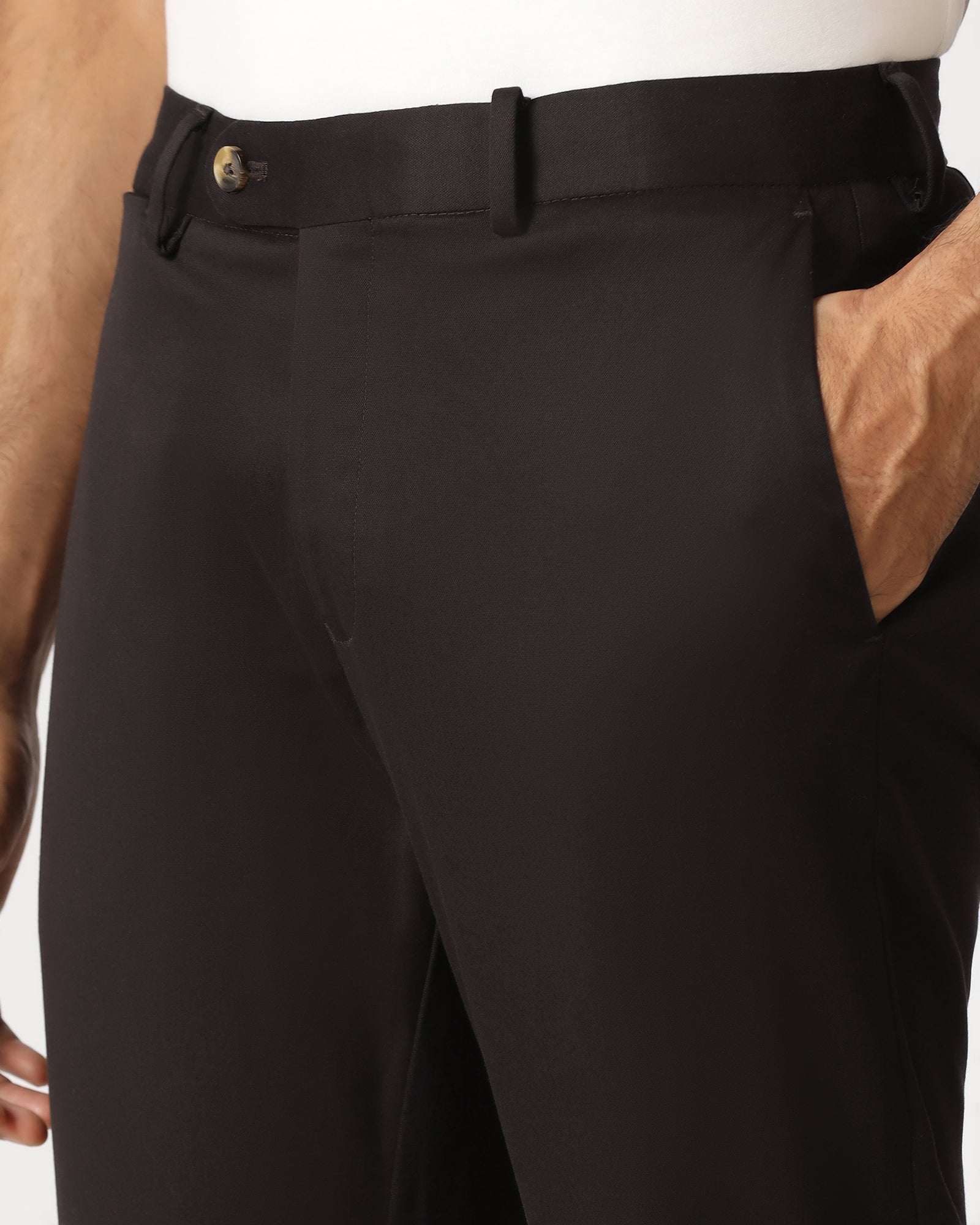 Brown Solid Khakis - Thale