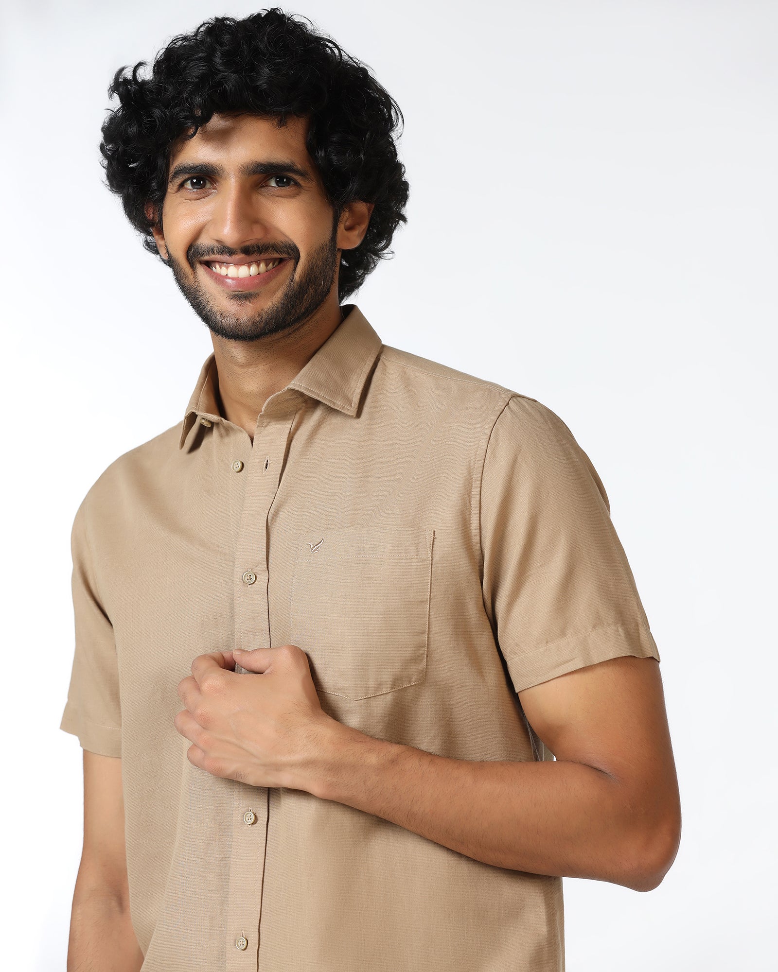 Brown Half Sleeve Solid Shirt - Axar