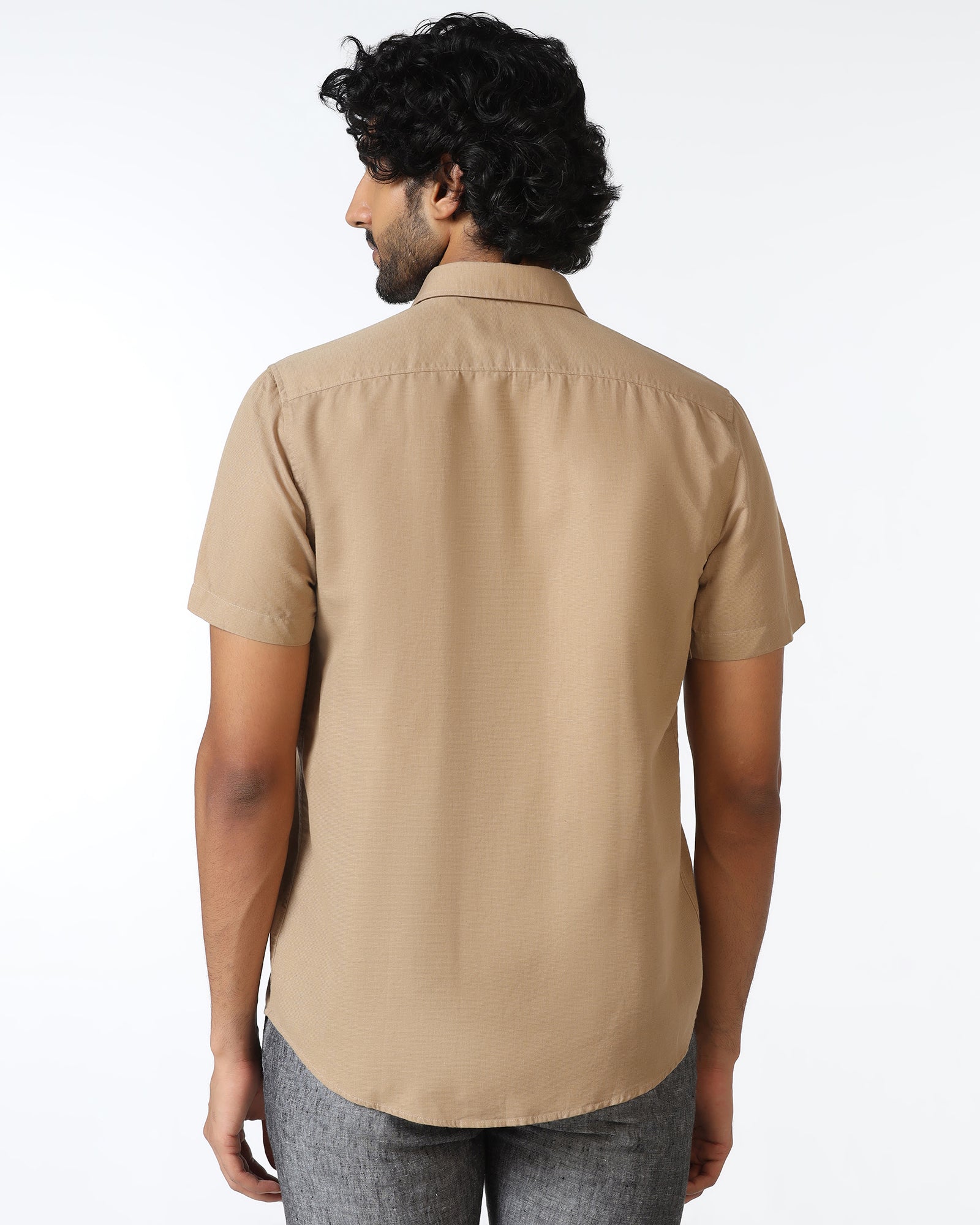 Brown Half Sleeve Solid Shirt - Axar