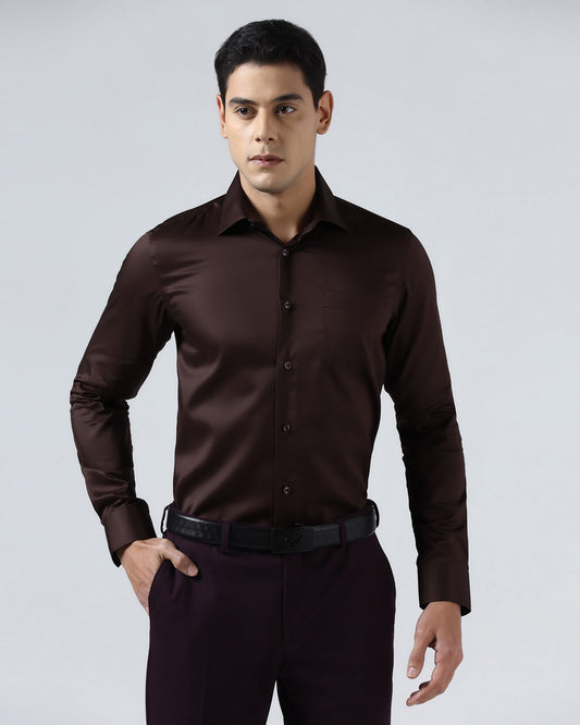 Brown Solid Shirt - Roger