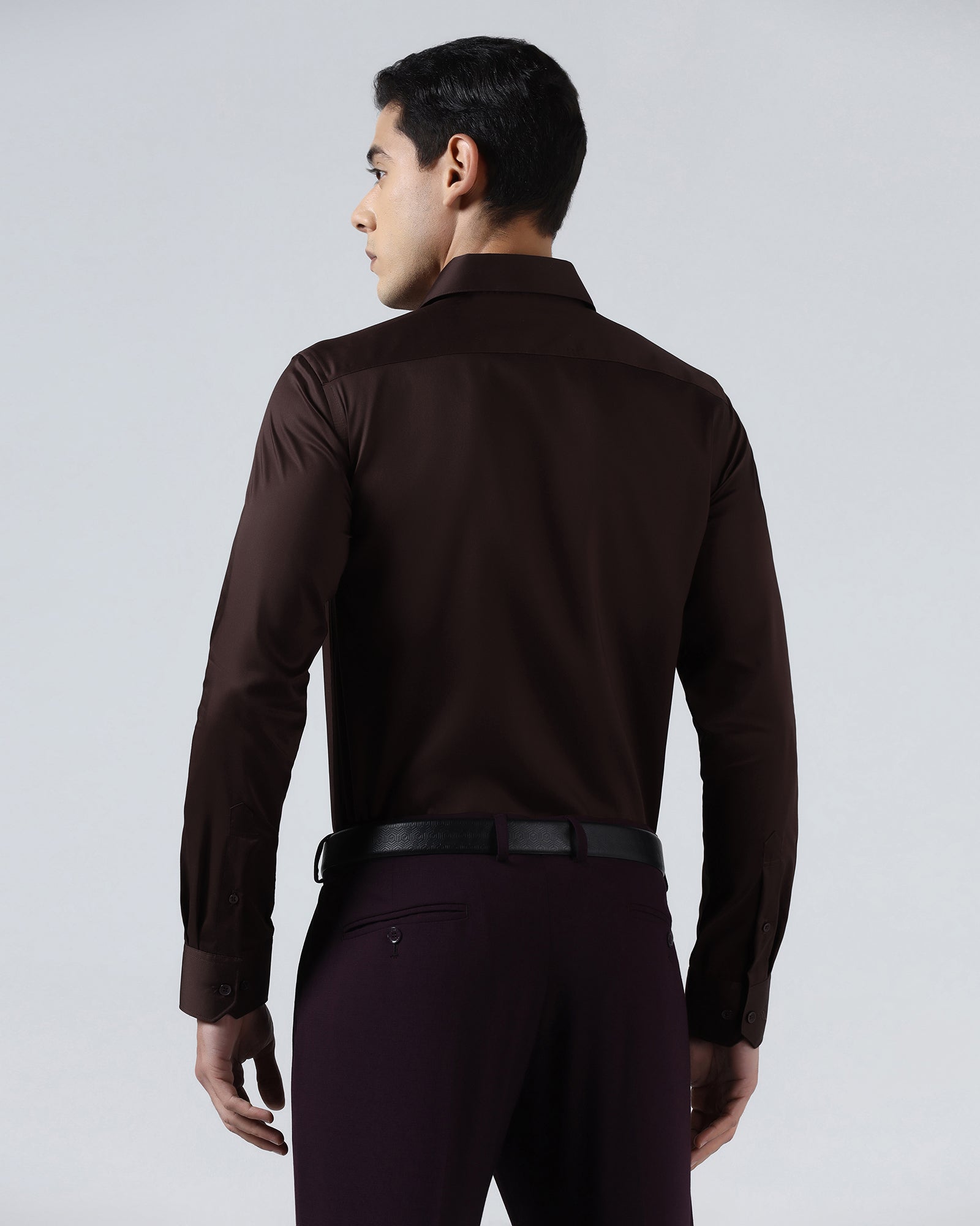 Brown Solid Shirt - Roger
