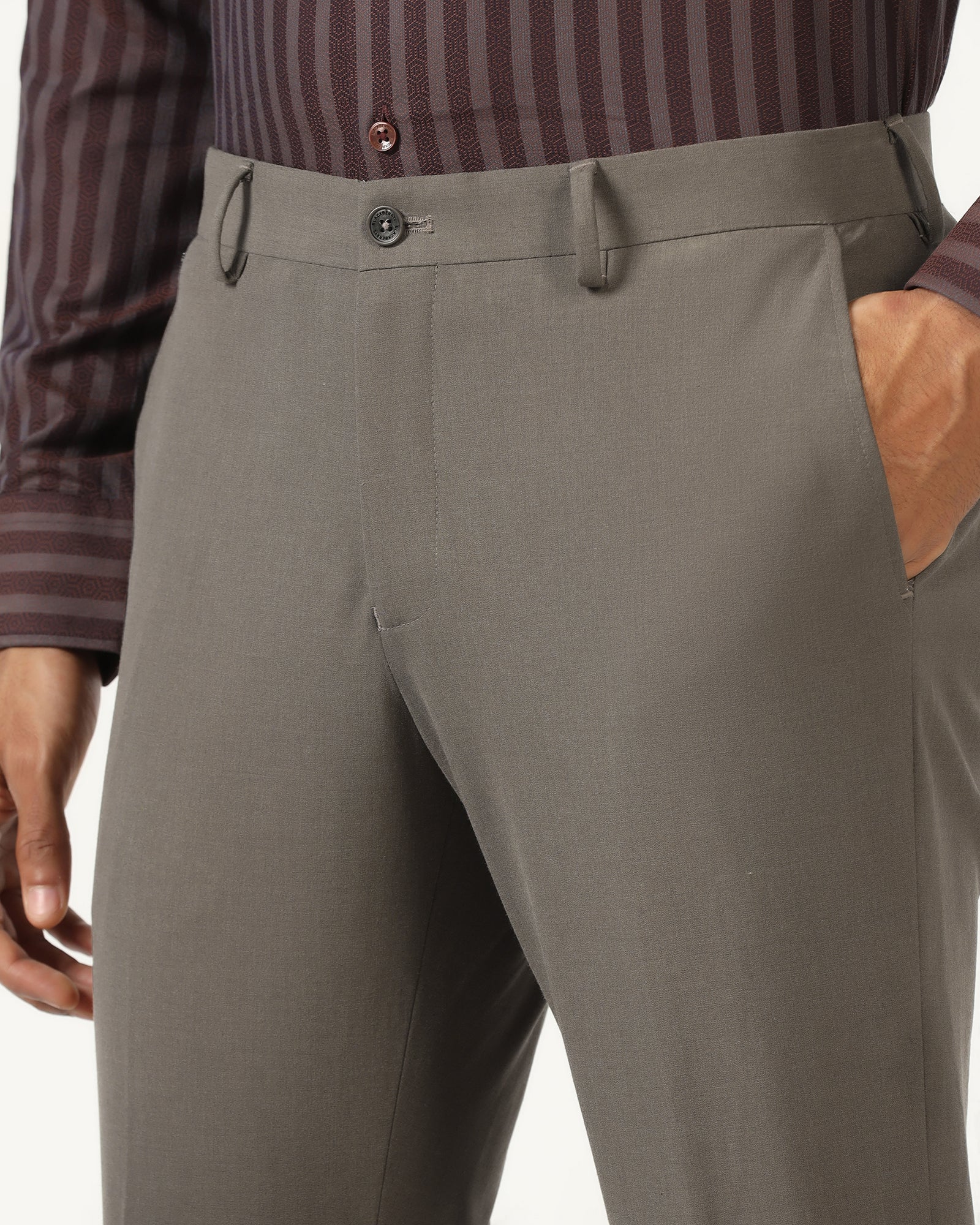 Brown Solid Trouser - Johny