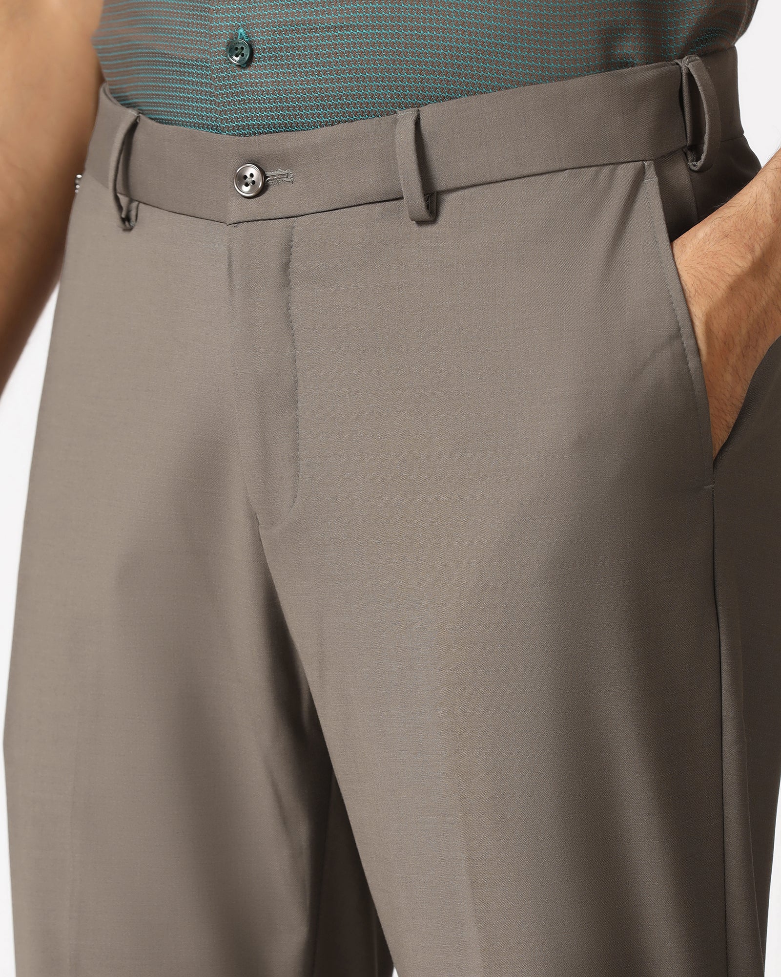 Brown Technowaist Solid Trouser - John