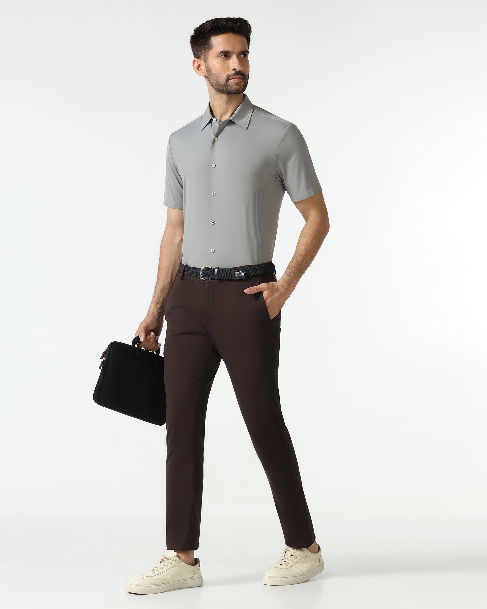 Brown Techpro Solid Khakis - Ziea