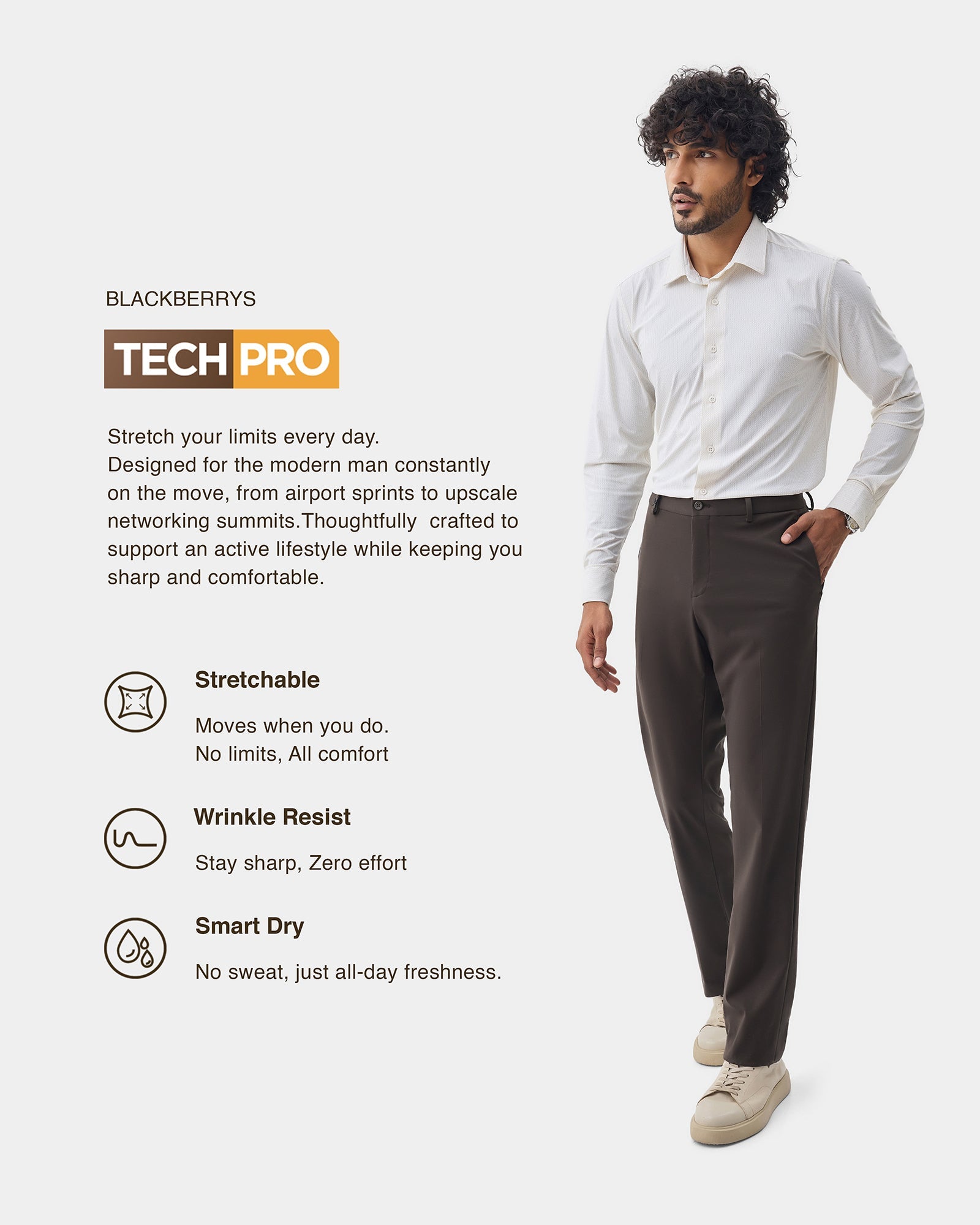 Brown TechPro Solid Trouser - Explorer