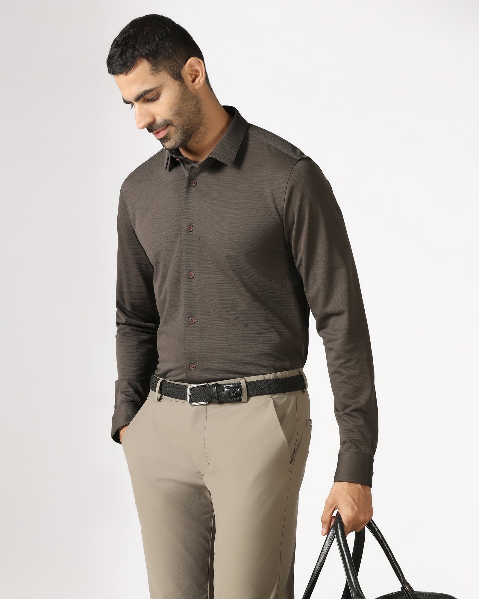 Brown Techpro Stripe Shirt - Keish