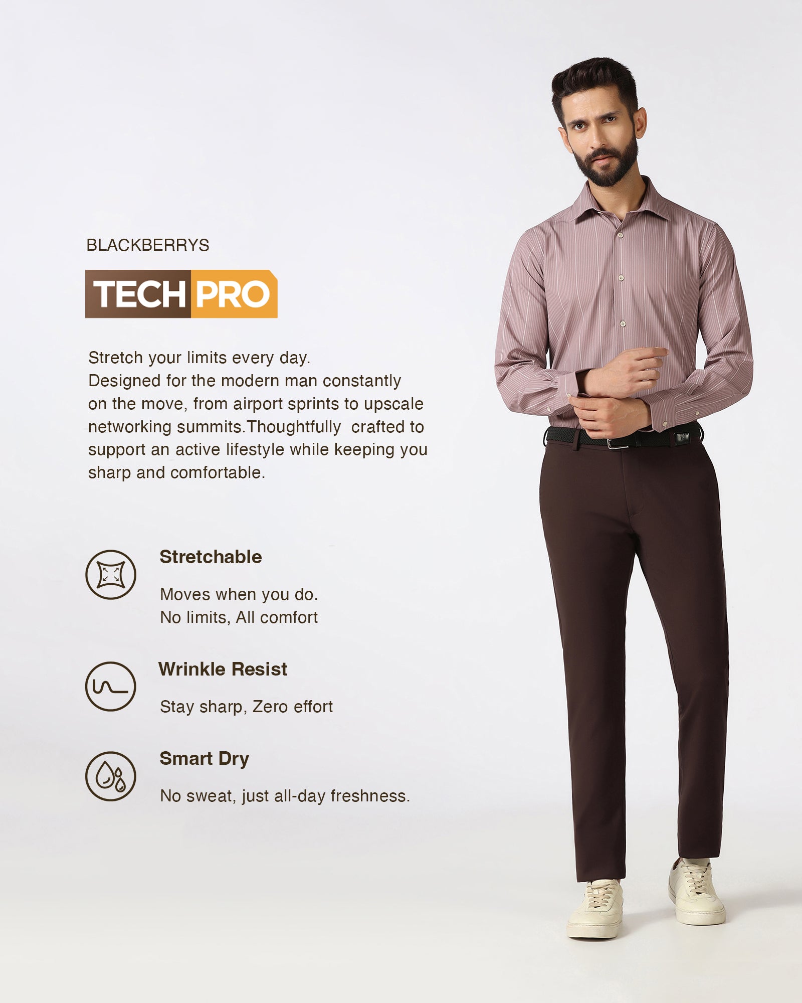 Brown TechPro Textured Khakis - Sandy