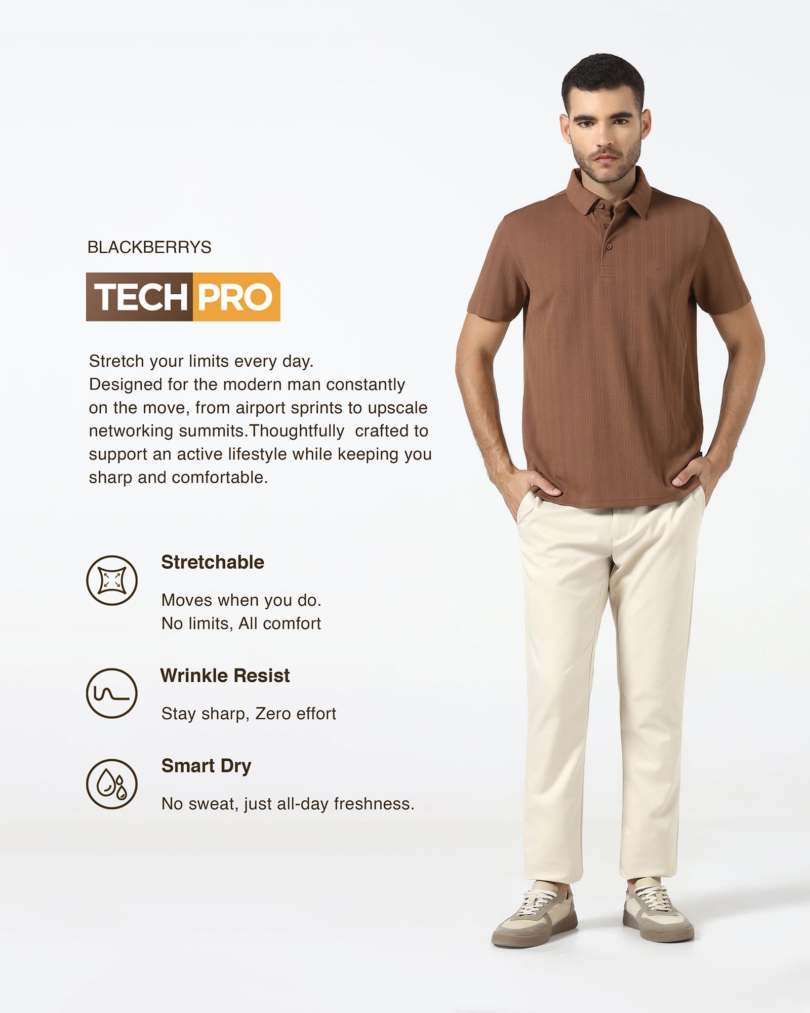 Brown TechPro Textured Polo - Jenny