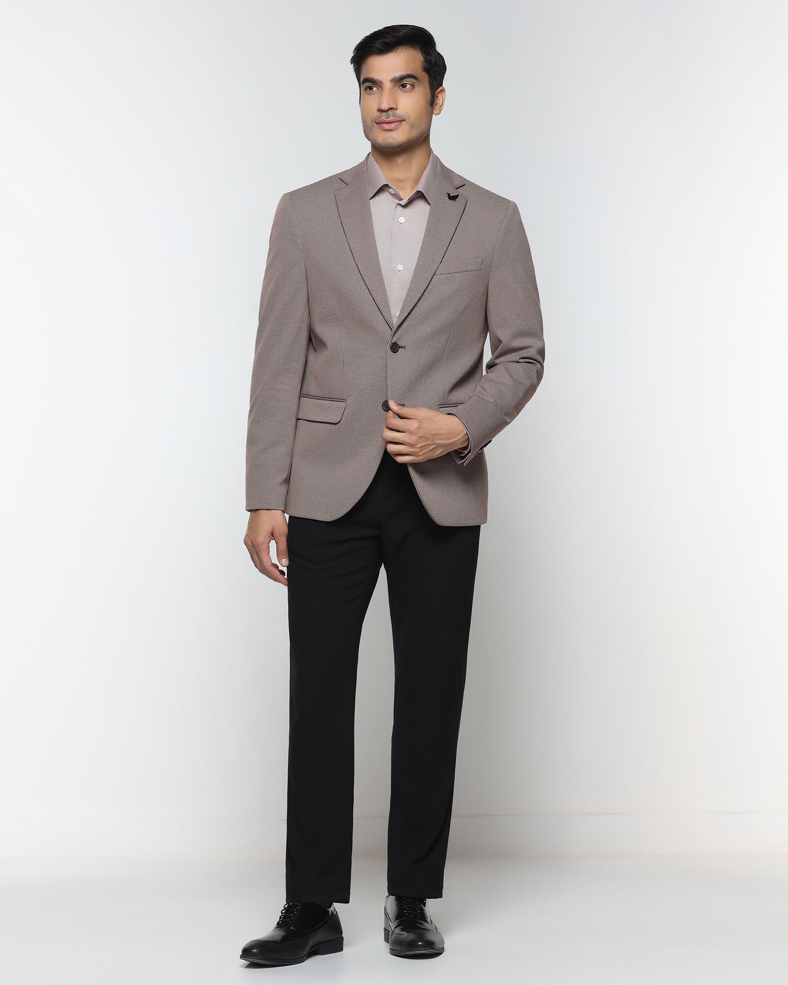 Brown Textured Blazer - Artura