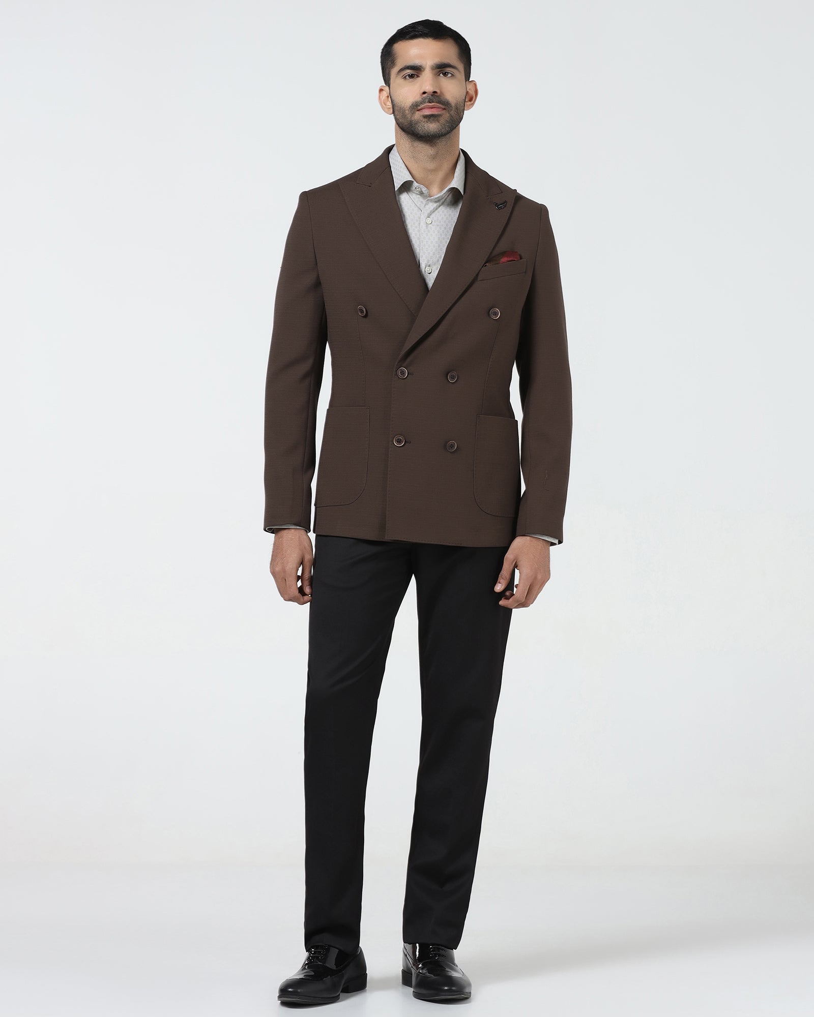 Brown Textured Blazer - Denzel