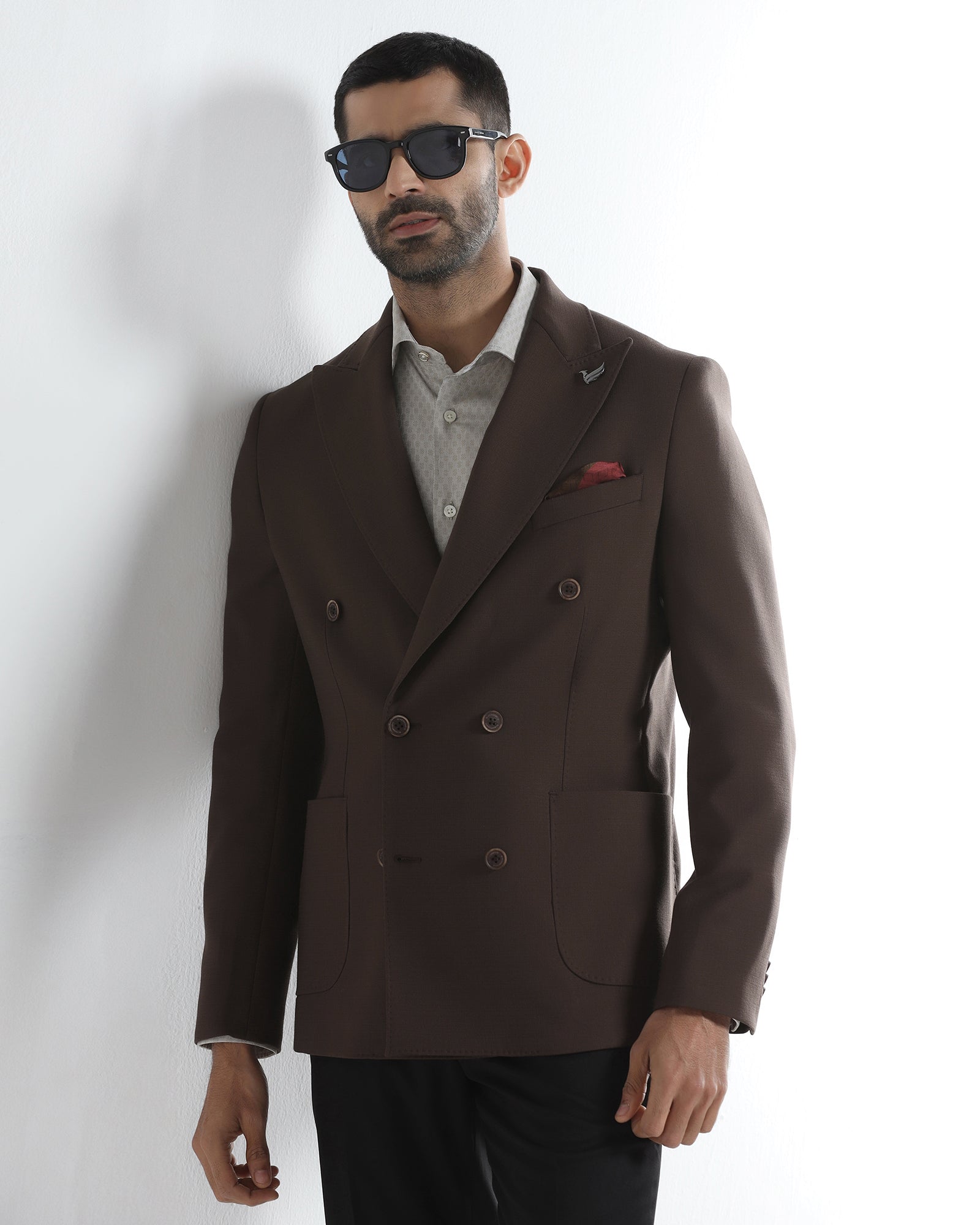 Brown Textured Blazer - Denzel