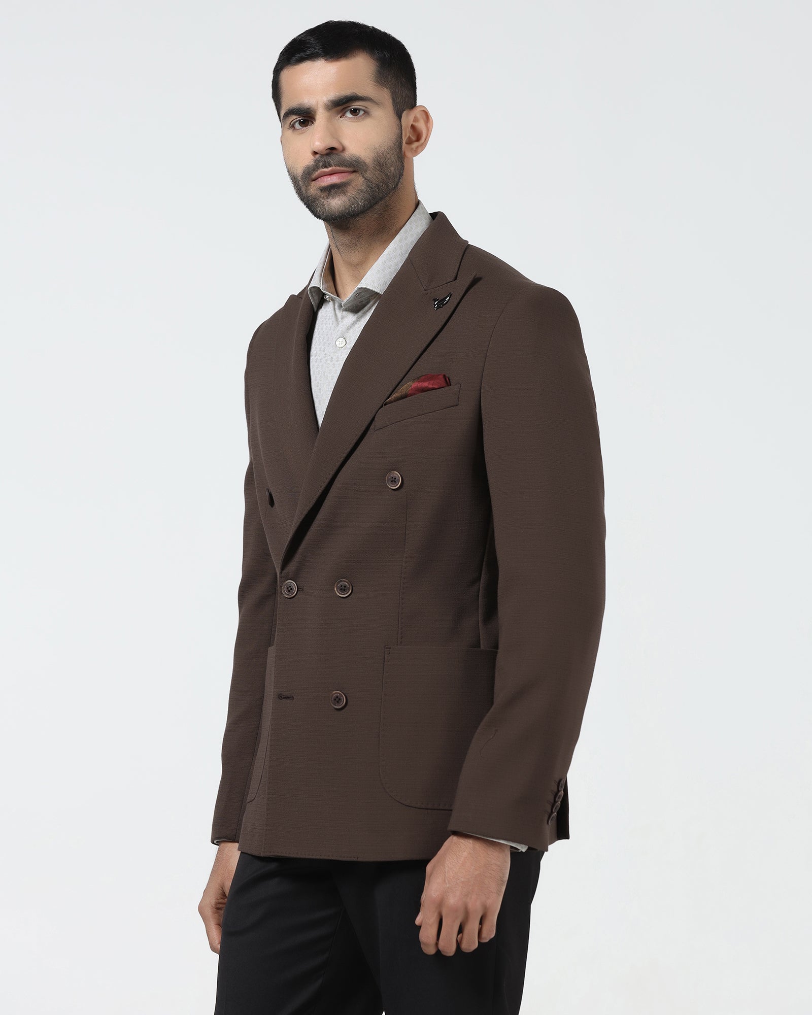 Brown Textured Blazer - Denzel