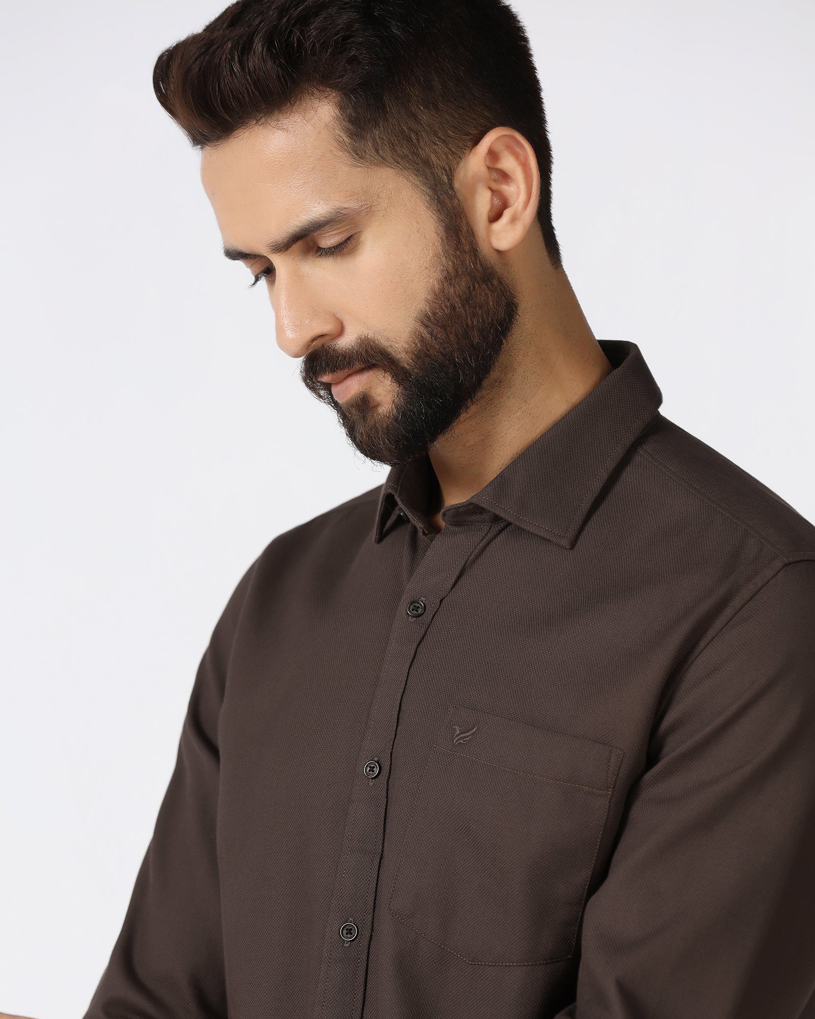 Brown Textured Shirt - Caty
