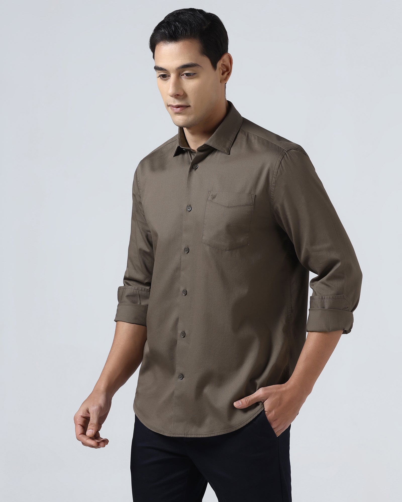 Brown Textured Shirt - Nuvan