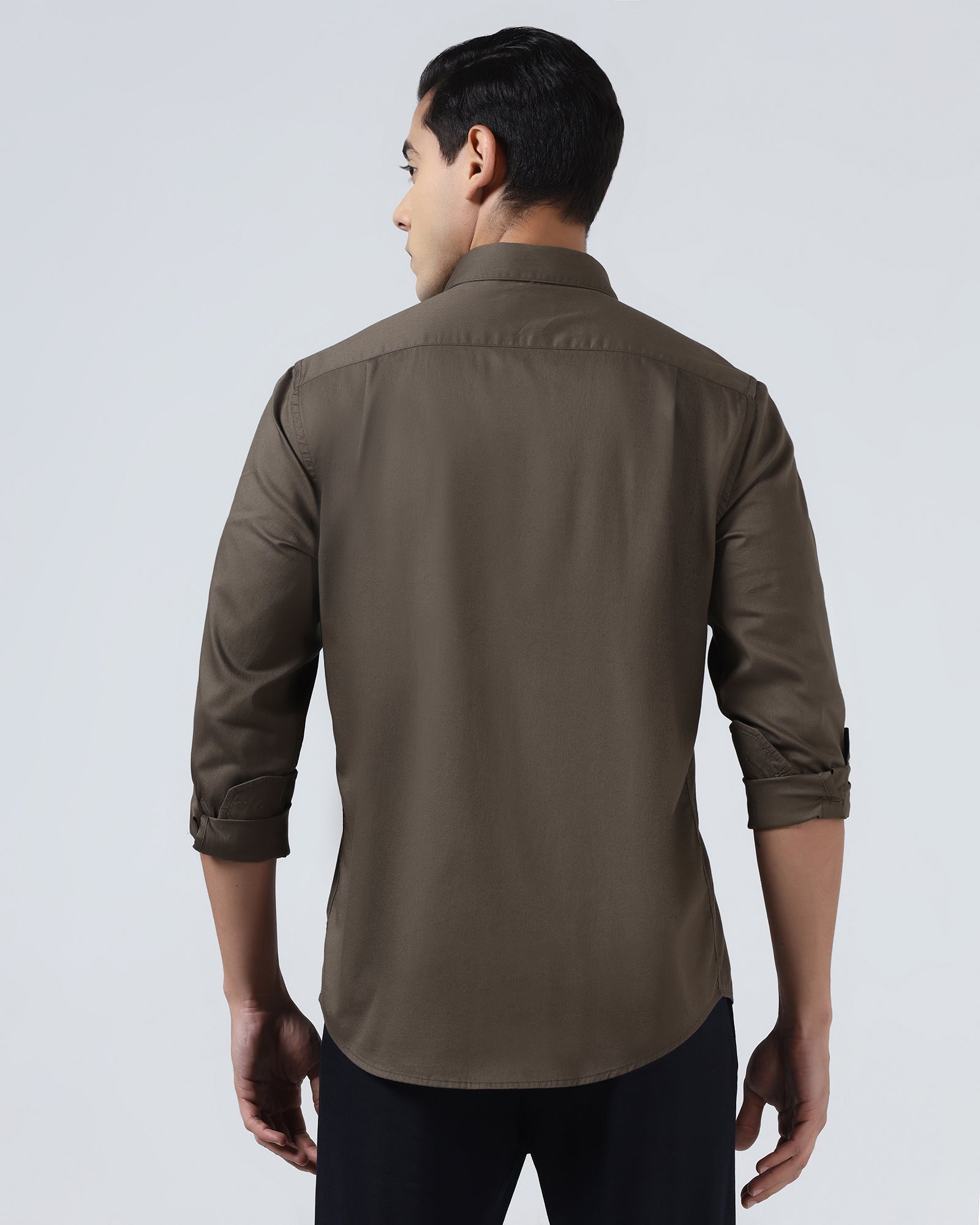 Brown Textured Shirt - Nuvan