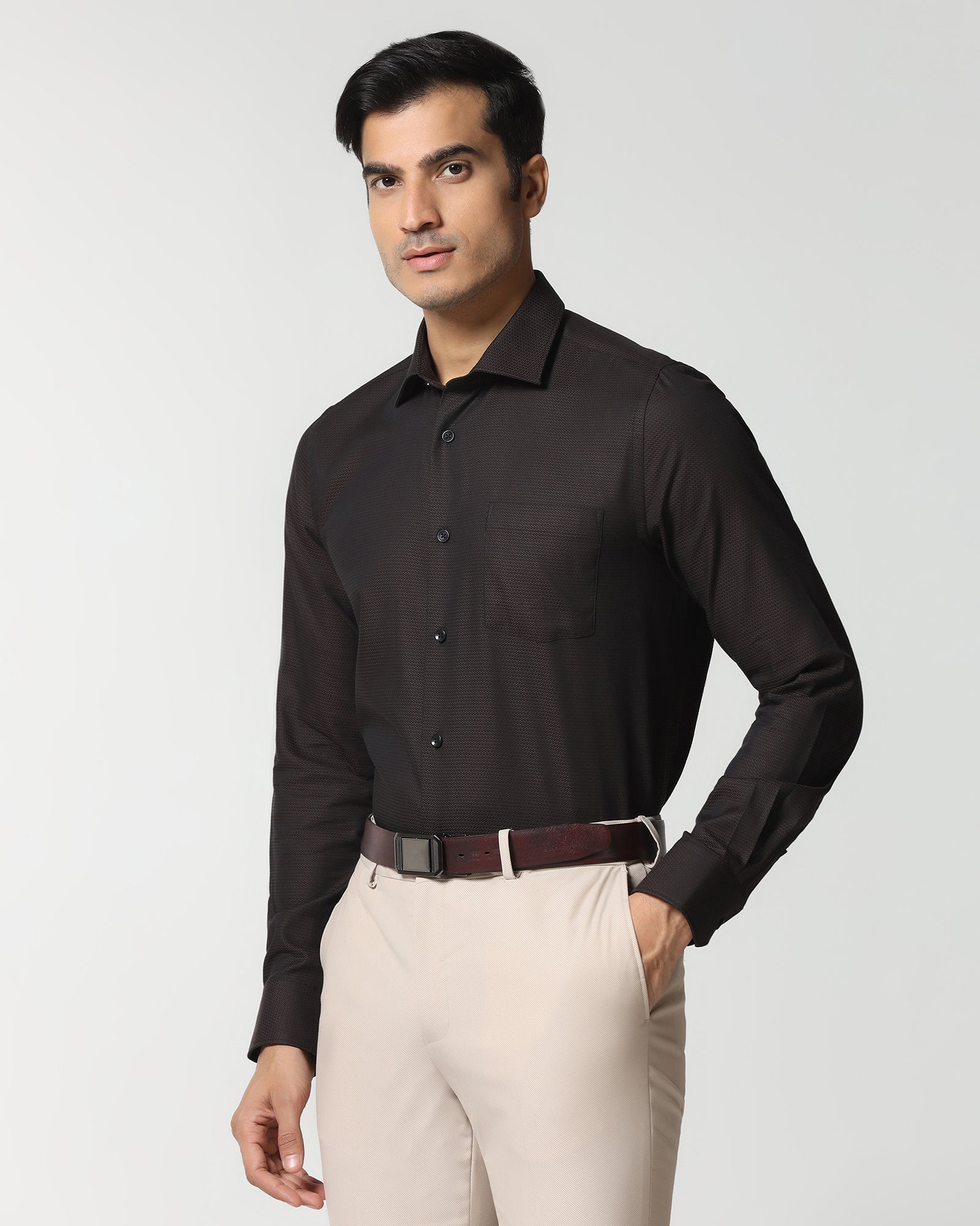 Brown Textured Shirt - Robin