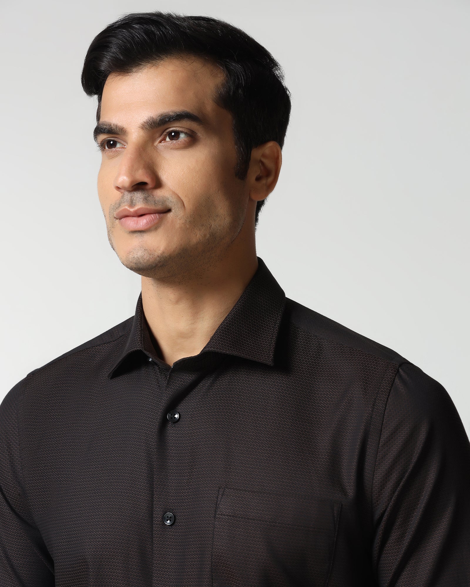 Brown Textured Shirt - Robin