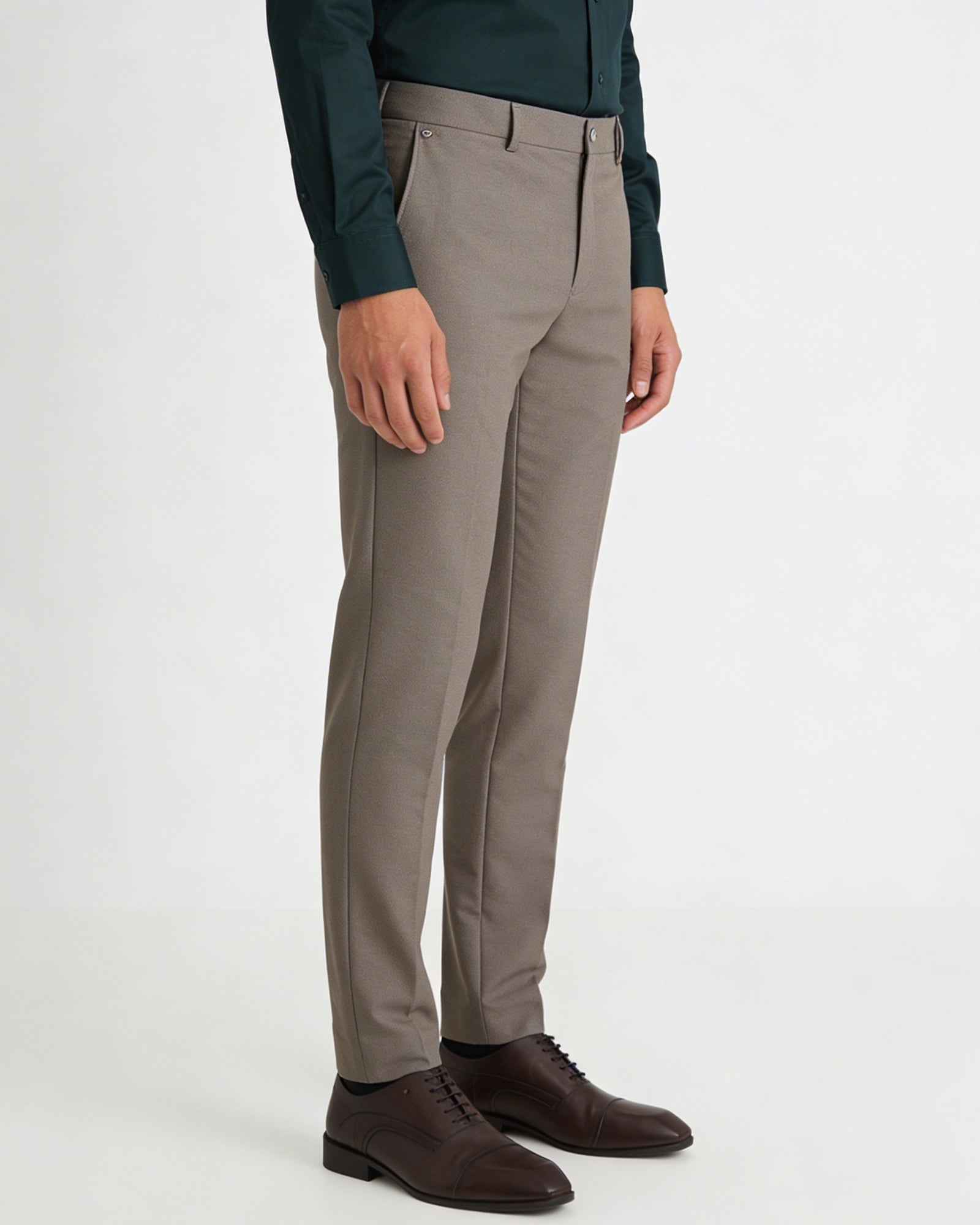 Brown Textured Trouser