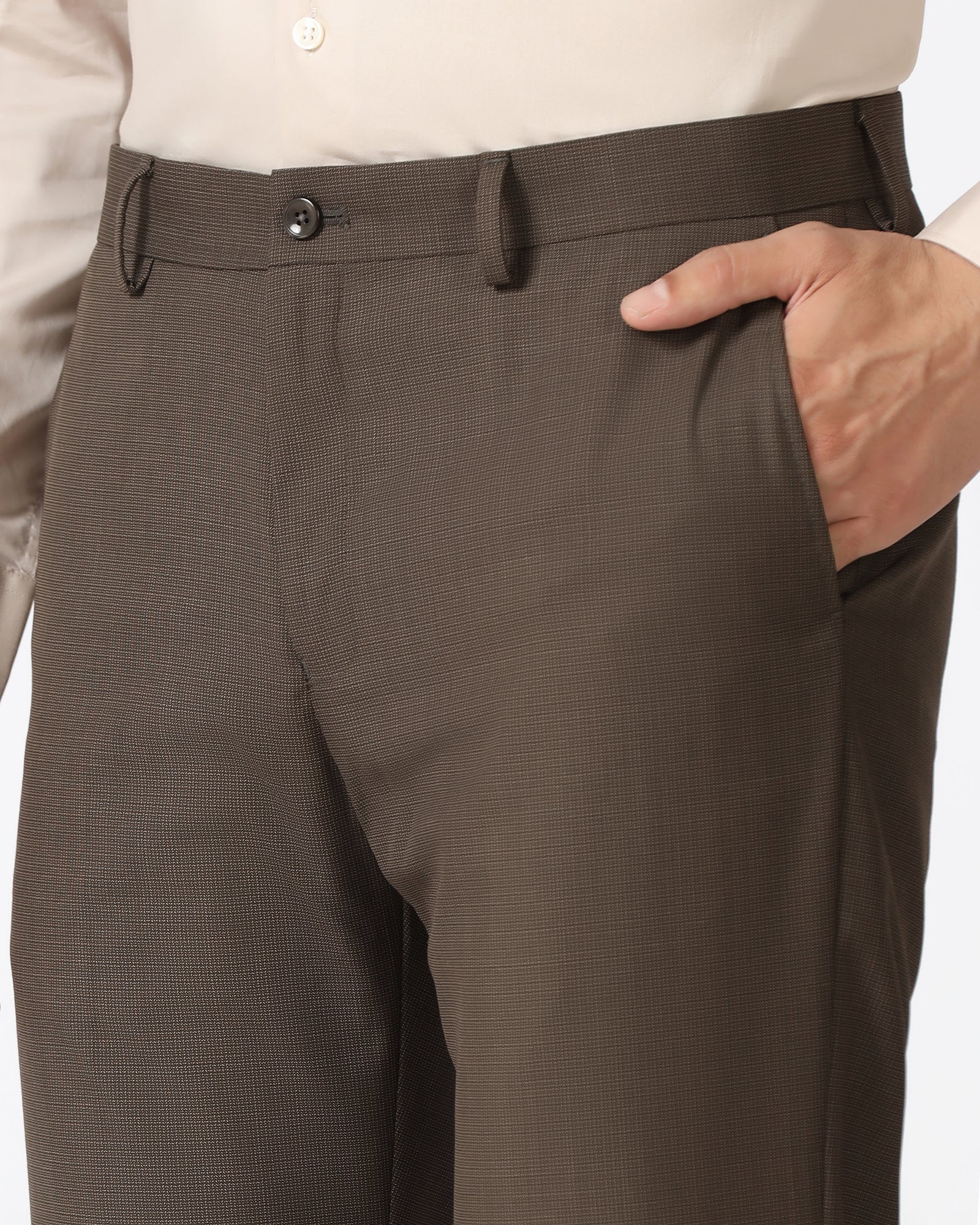 Brown Textured Trouser - Cardon