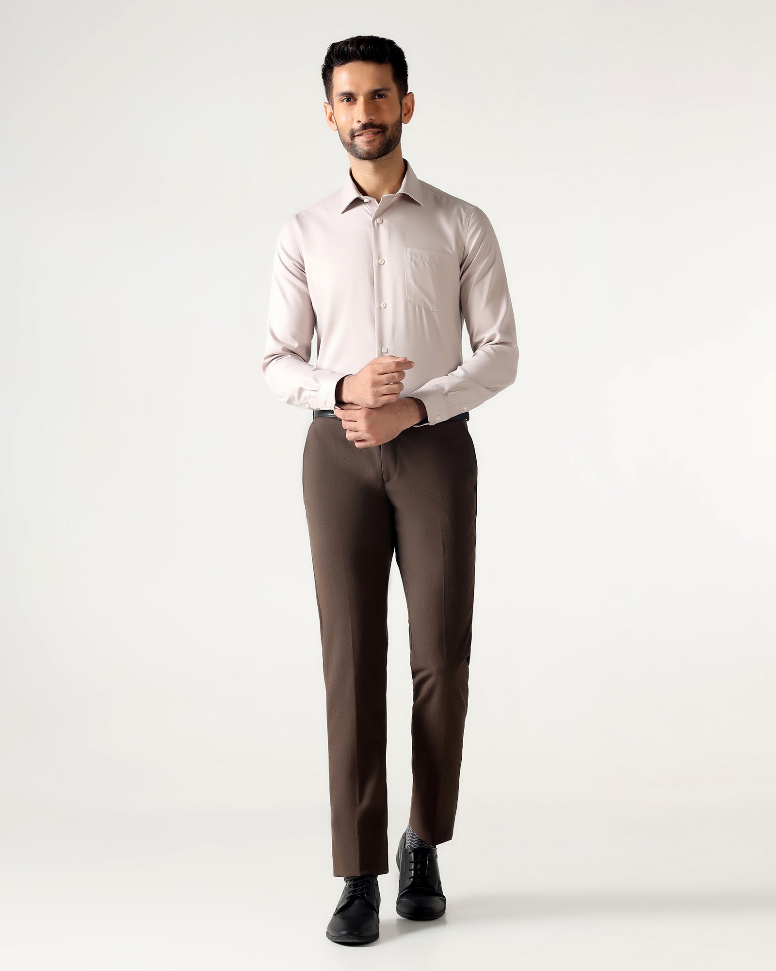 Brown Textured Trouser - Chivas