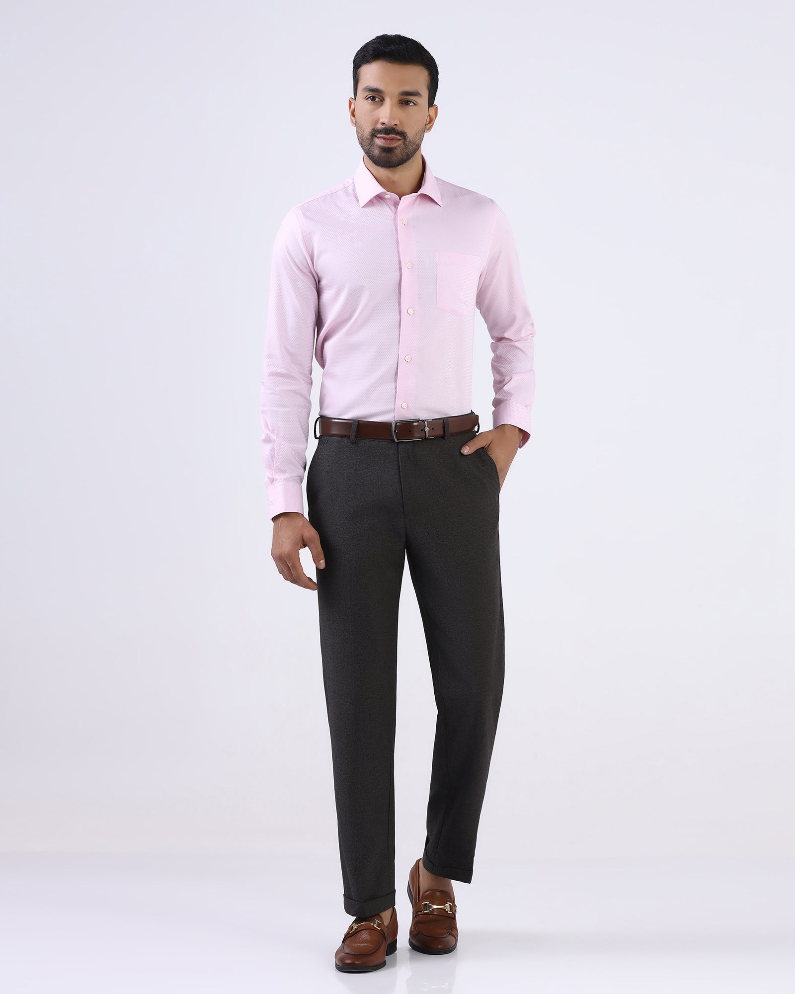 Brown Textured Trouser - David