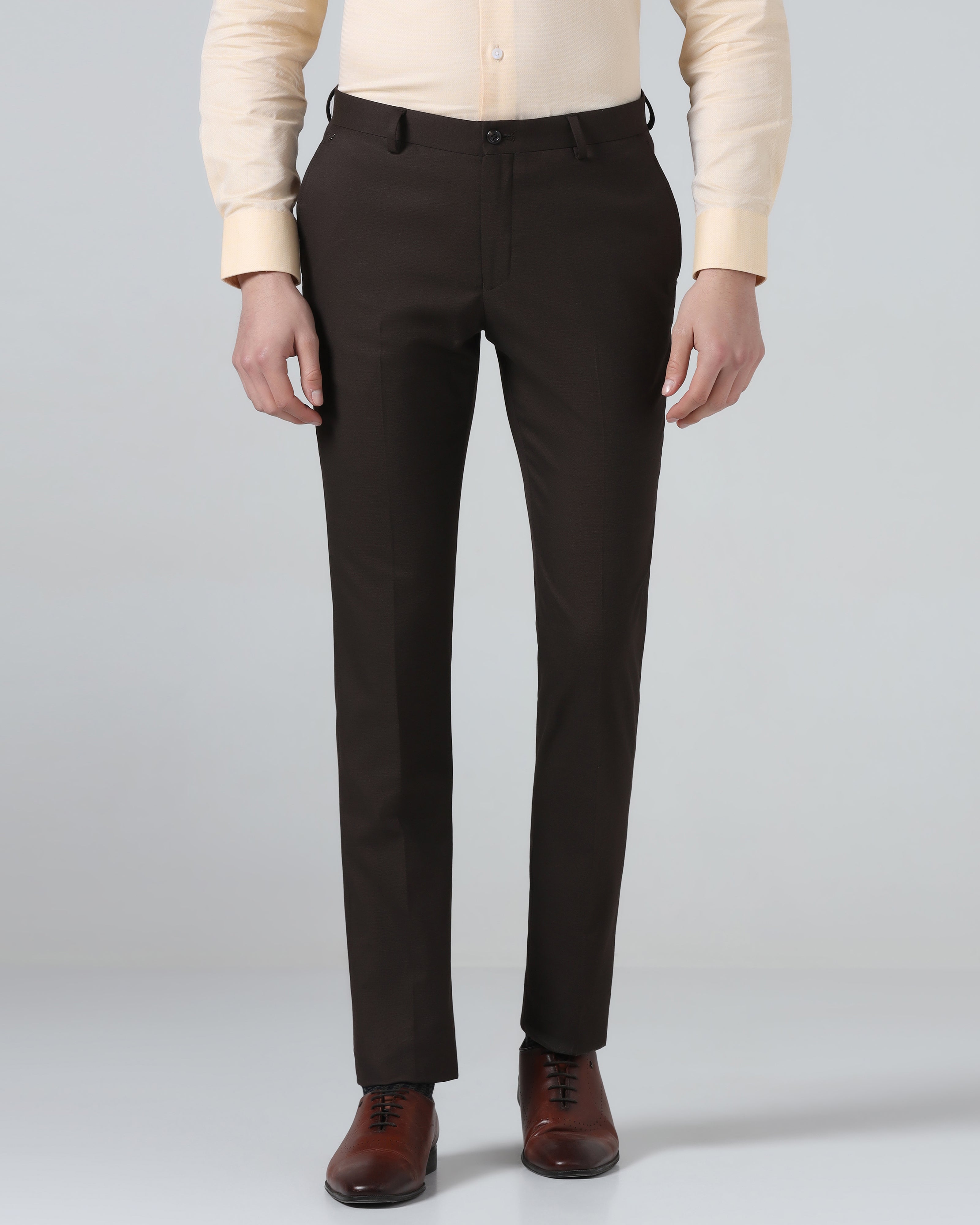 Brown Textured Trouser