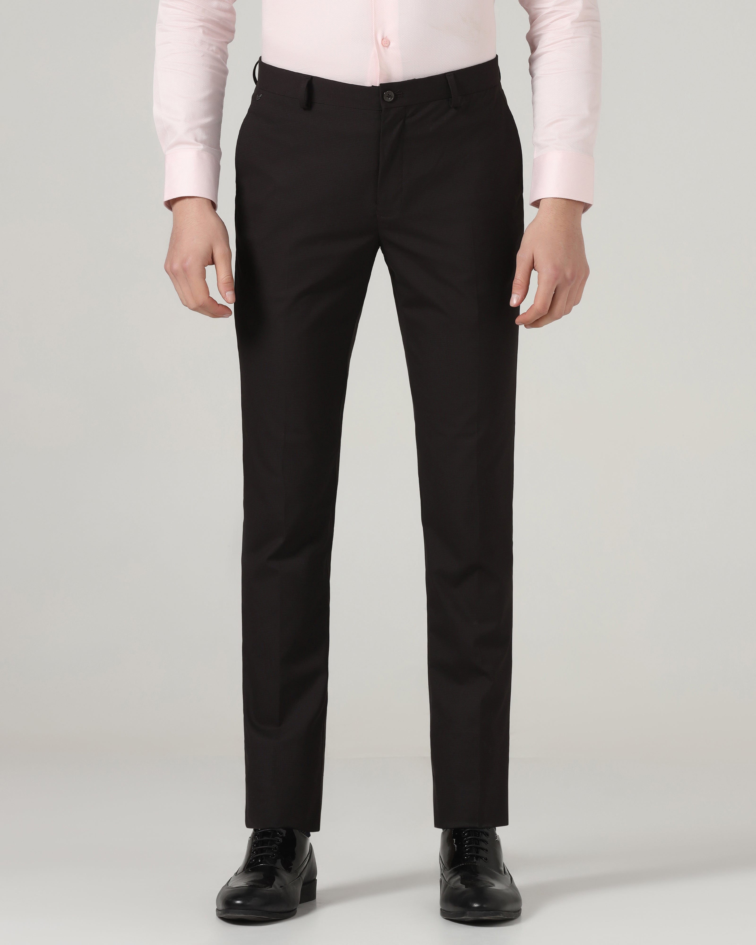 Brown Textured Trouser