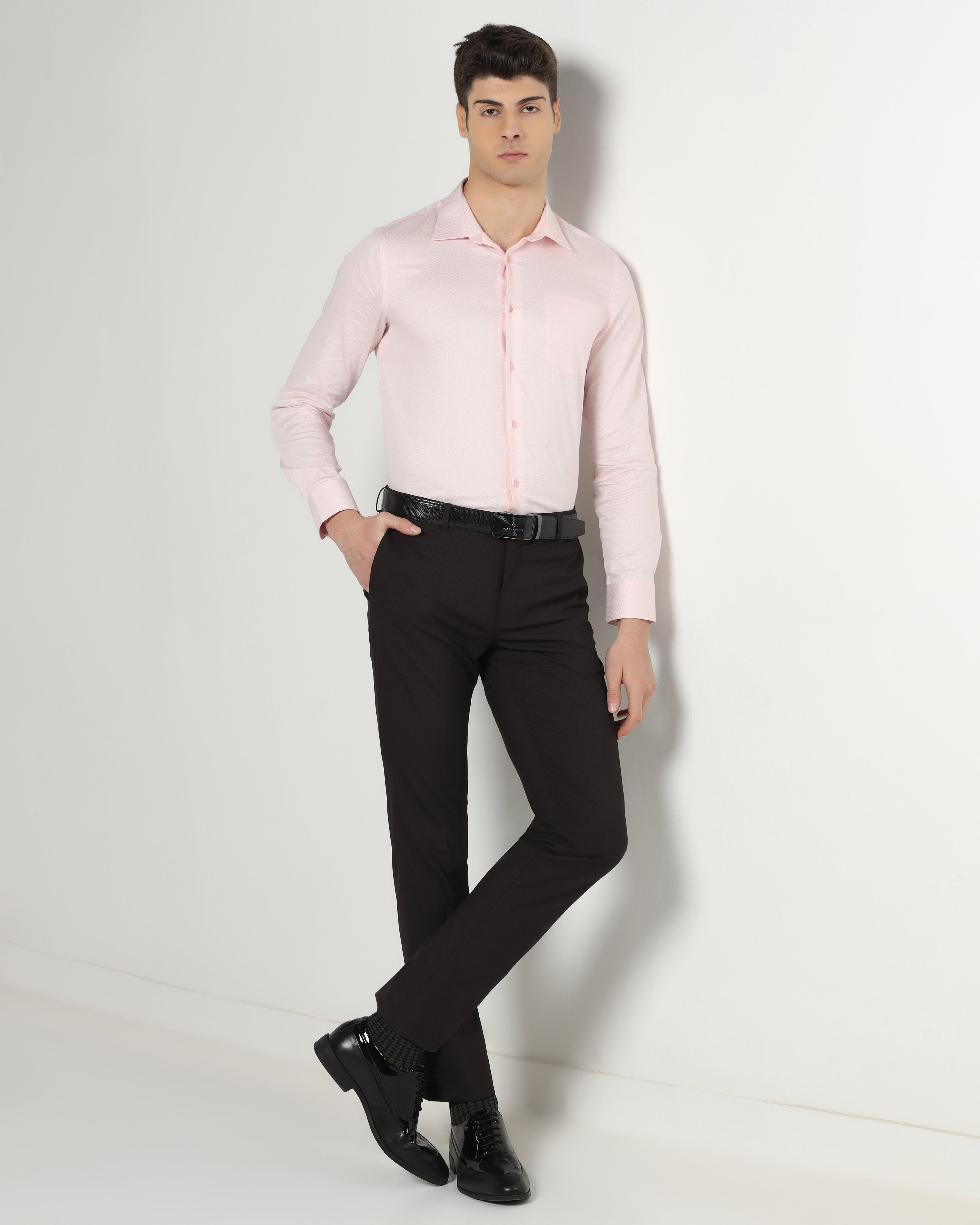 Brown Textured Trouser
