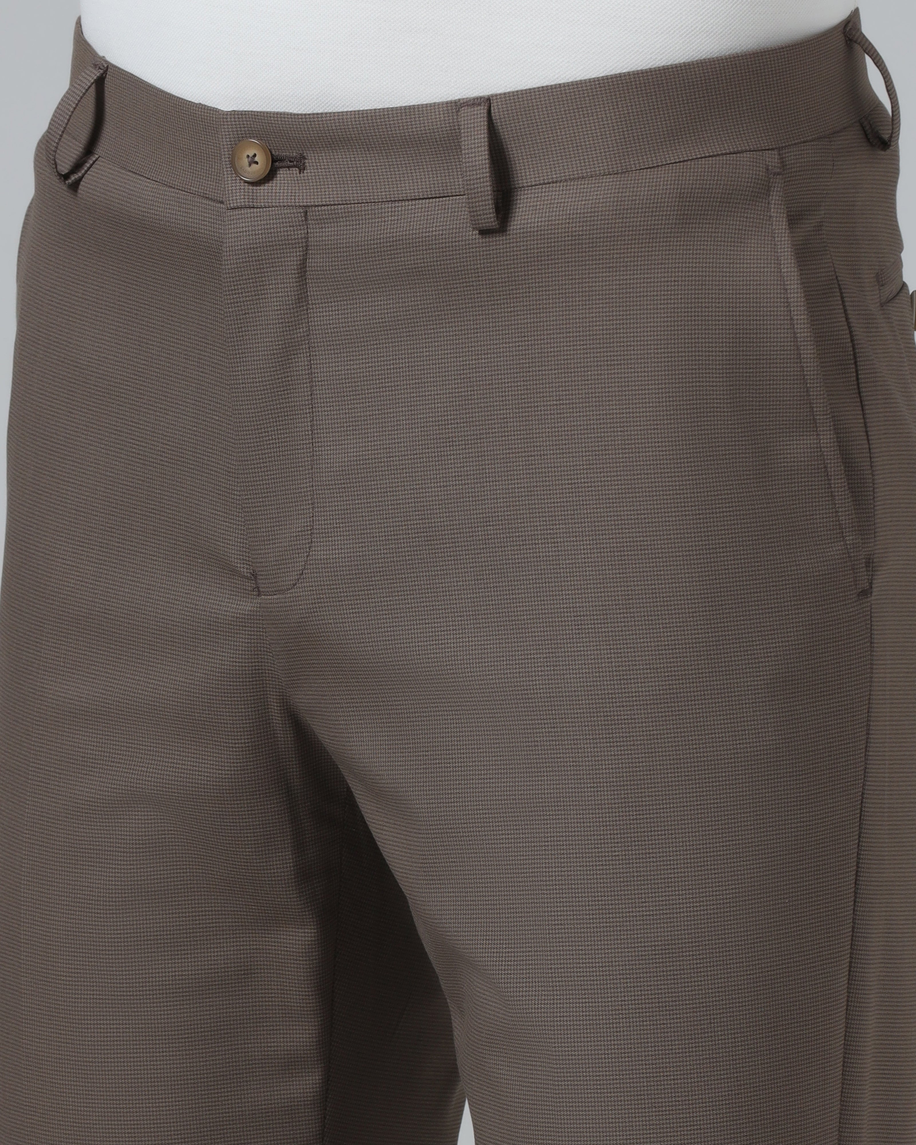 Brown Textured Trouser