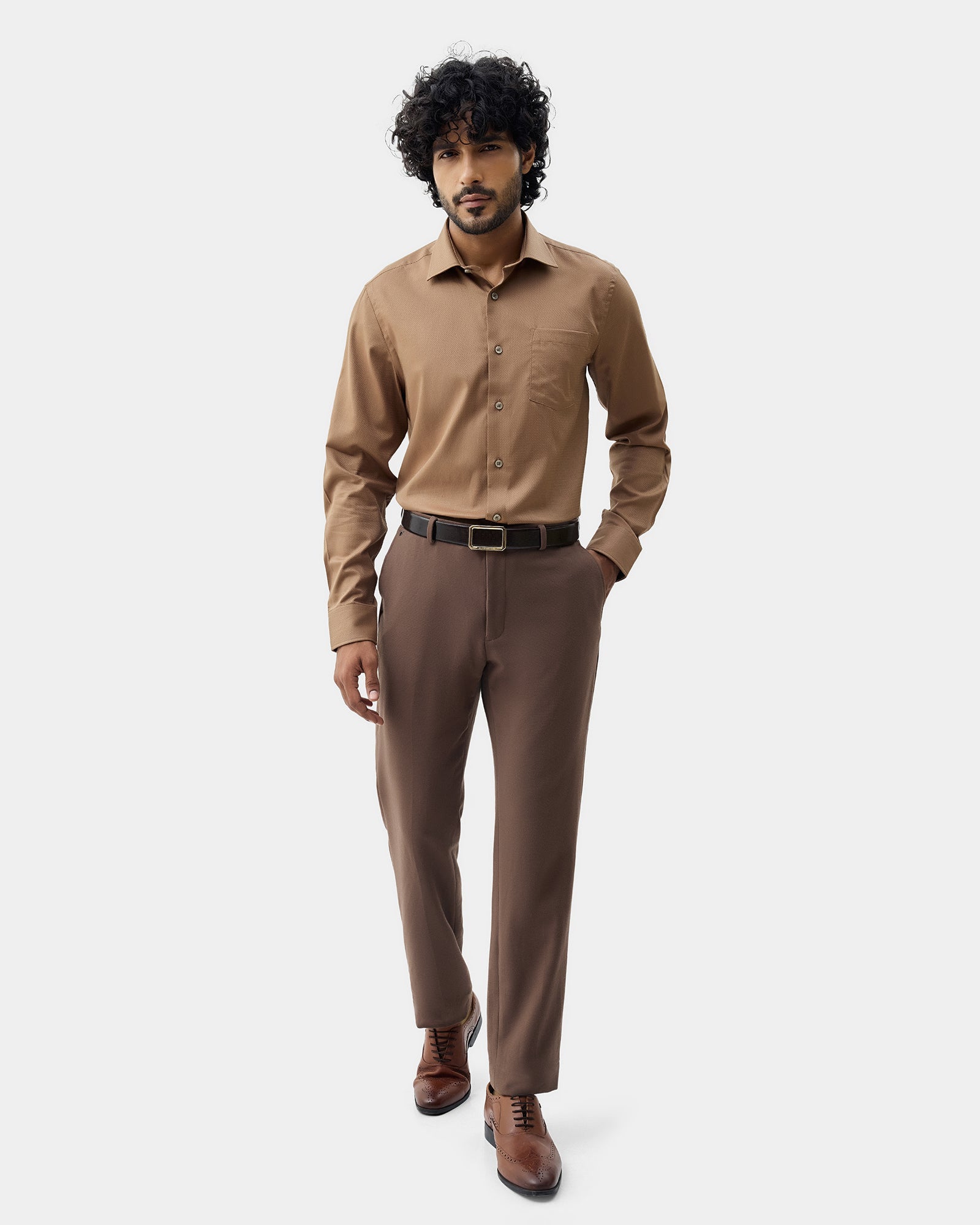 Brown Textured Trouser - Jona