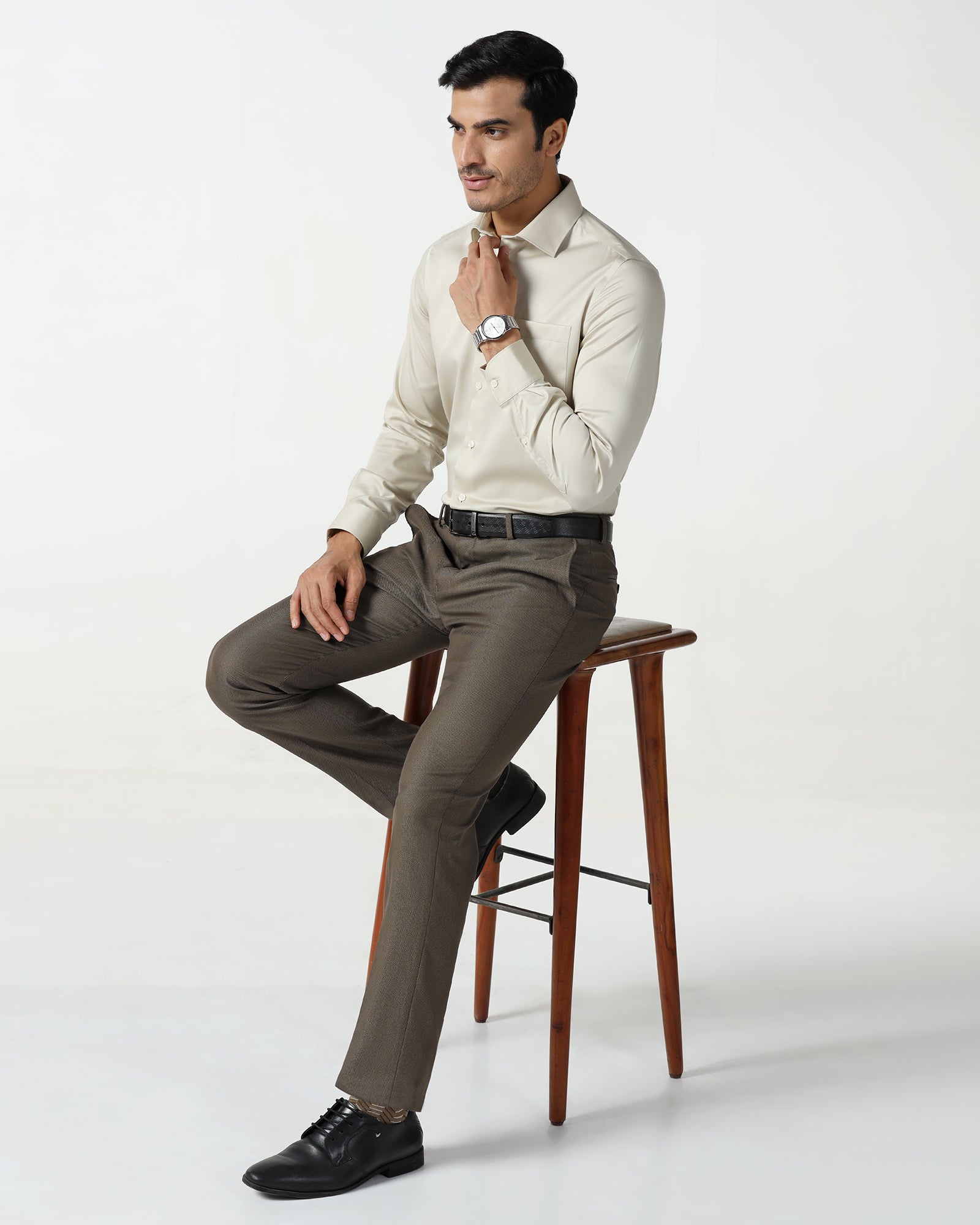 Brown Textured Trouser - Monk