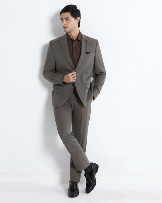 Brown Two Piece Solid Suit - Hedra