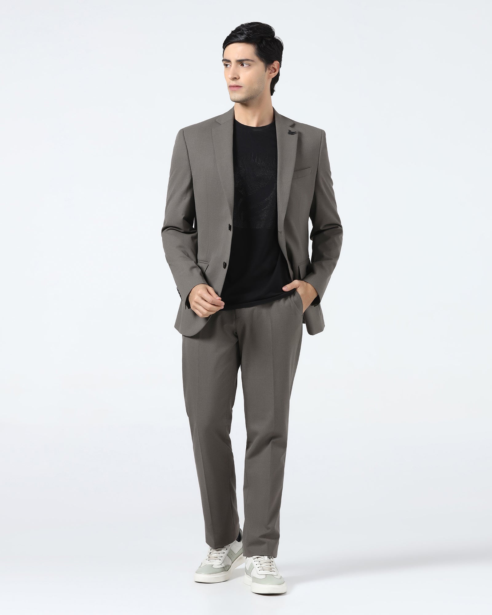 Brown Two Piece Solid Suit - Hedra