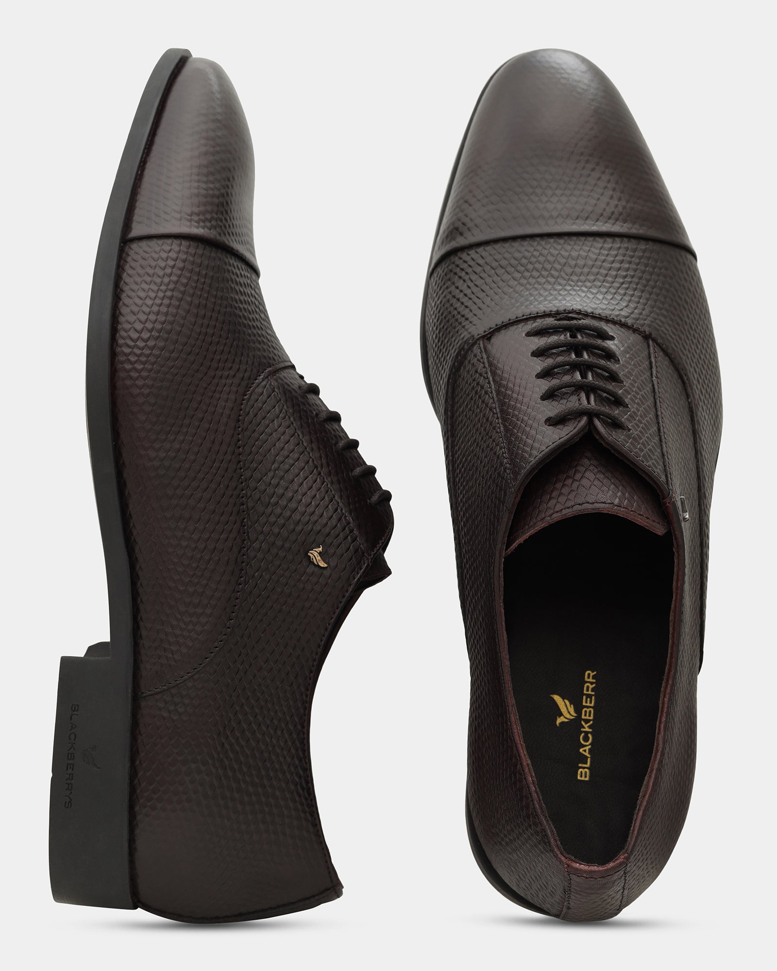 Burgundy Solid Oxford Shoes - Wibee